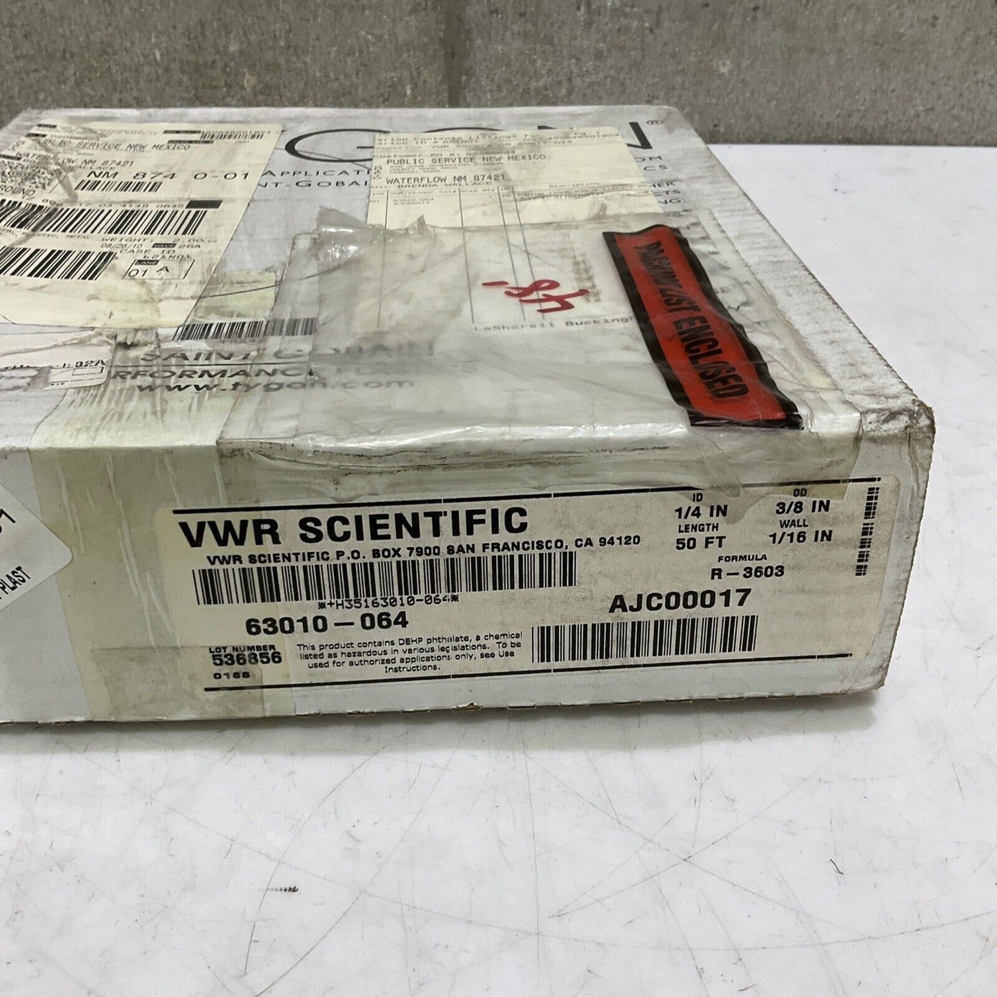 VWR SCIENTIFIC 63010-064 FLEW TUBING 1/4” 3/8” 1/16” 50FT 373