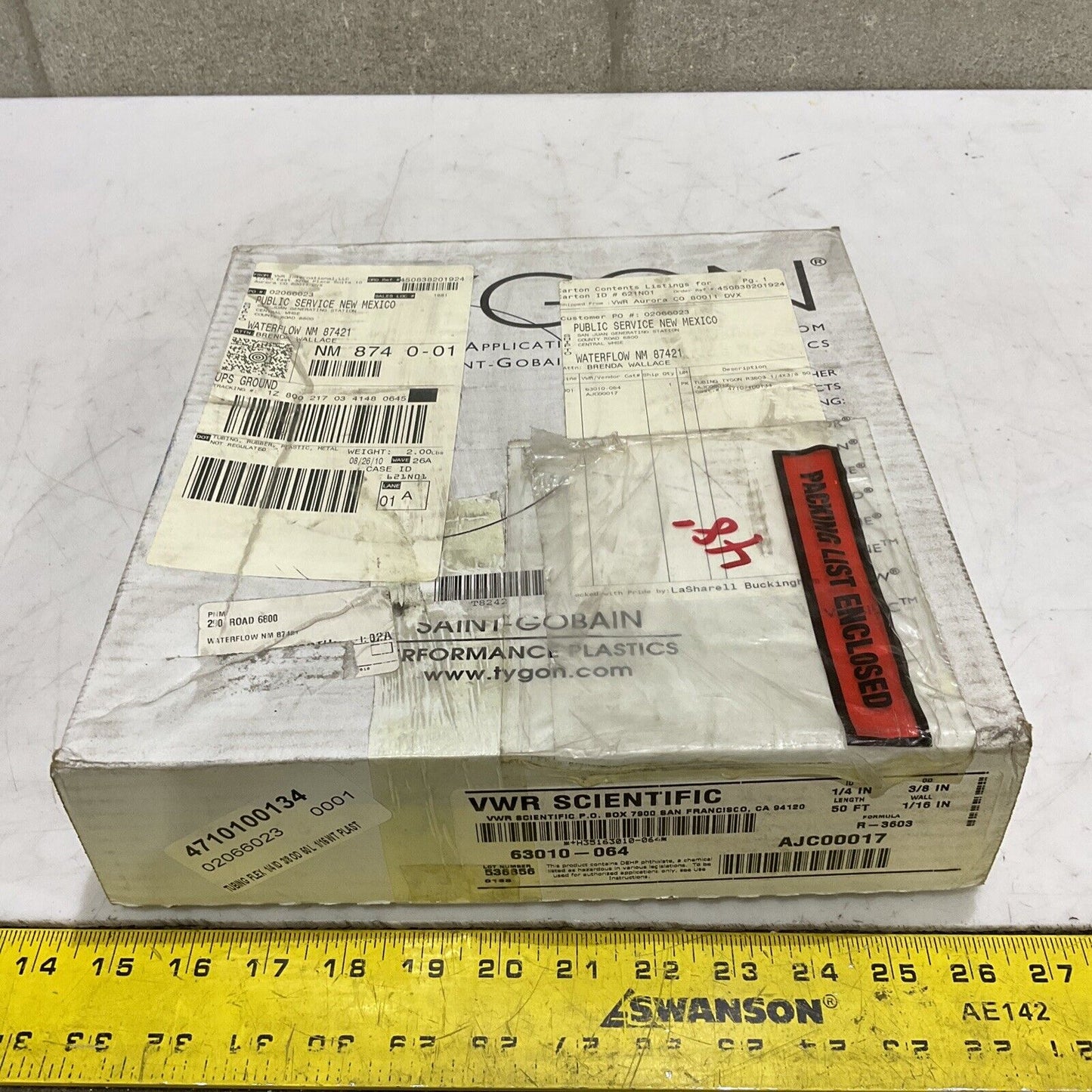 VWR SCIENTIFIC 63010-064 FLEW TUBING 1/4” 3/8” 1/16” 50FT 373