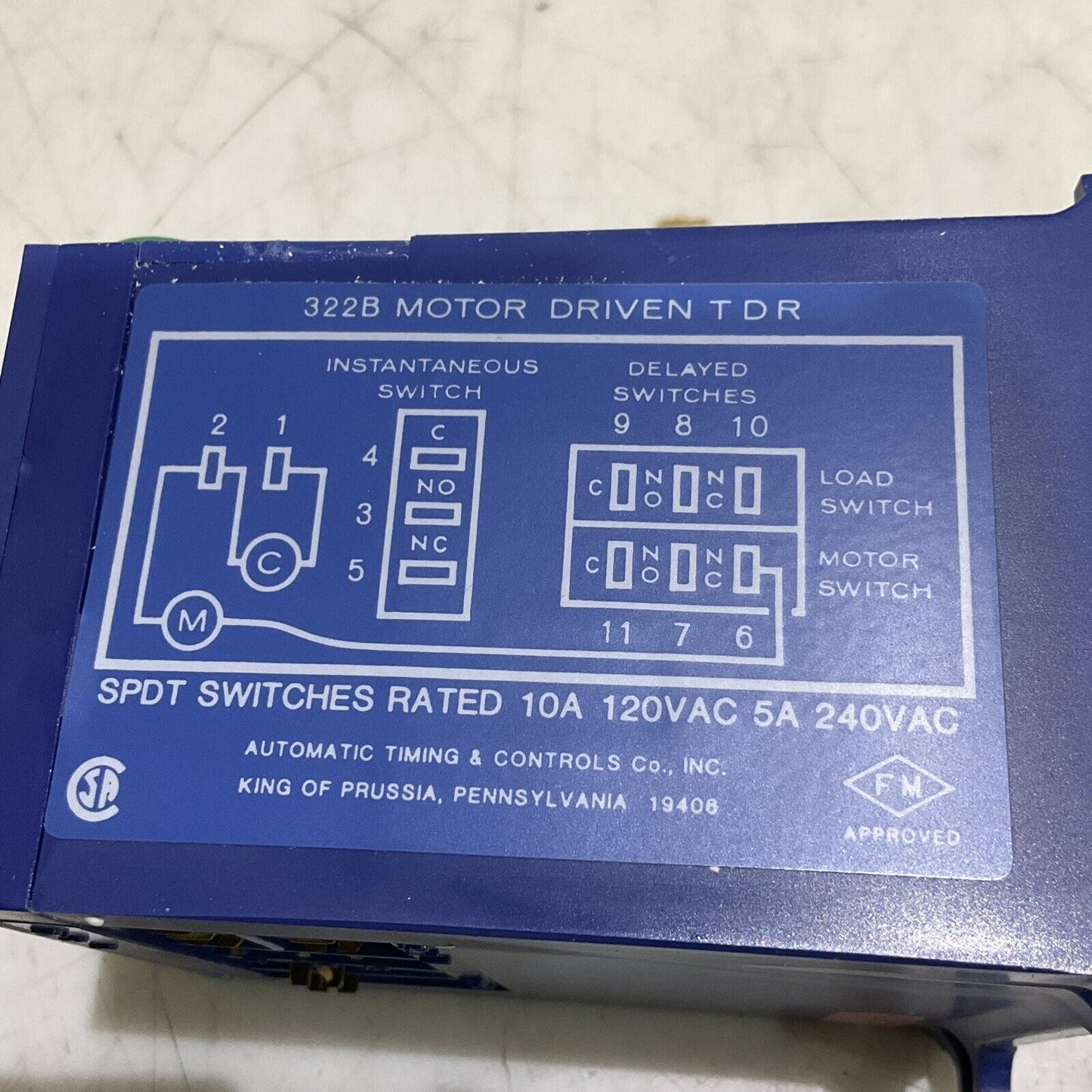 ATC AUTOMATIC TIME CONTROLS 322B 056 A 12 CS RELAY SWITCH 10A 120VAC 5A 373