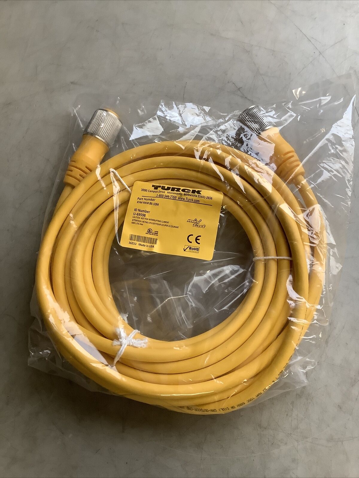 TURCK RYM RKM 86-10M CORDSET 10M U3S