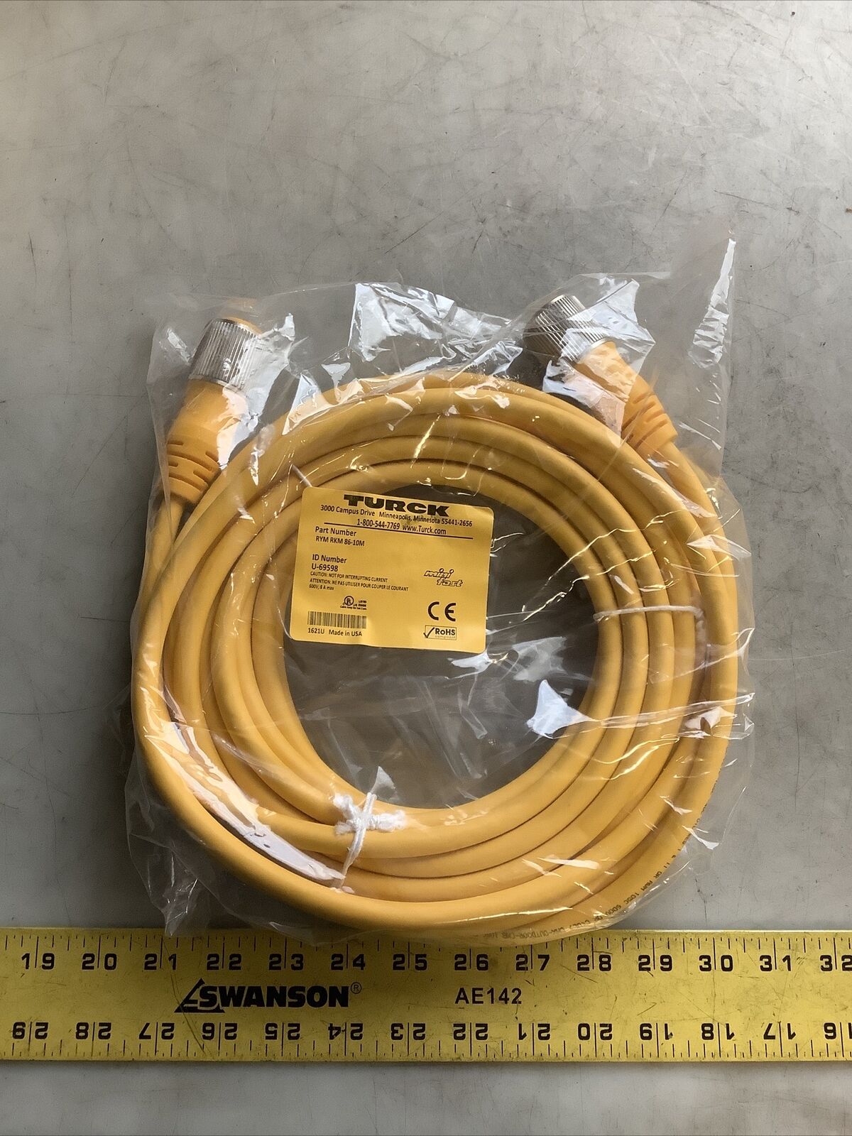 TURCK RYM RKM 86-10M CORDSET 10M U3S