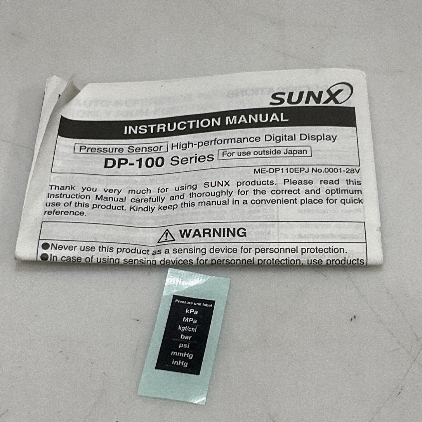 SUNX DP-111-E-P-J DIGITAL PRESSURE SENSOR DP-100 U3S