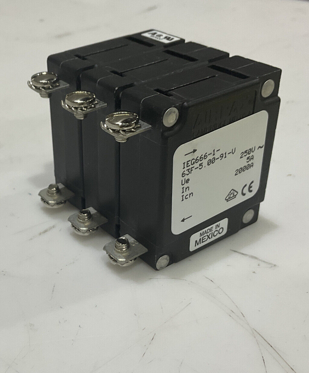 AIRPAX R1124 IEG666-1-63F-5.00-91-V CIRCUIT BREAKER 3P TERM MAGNETIC U3S
