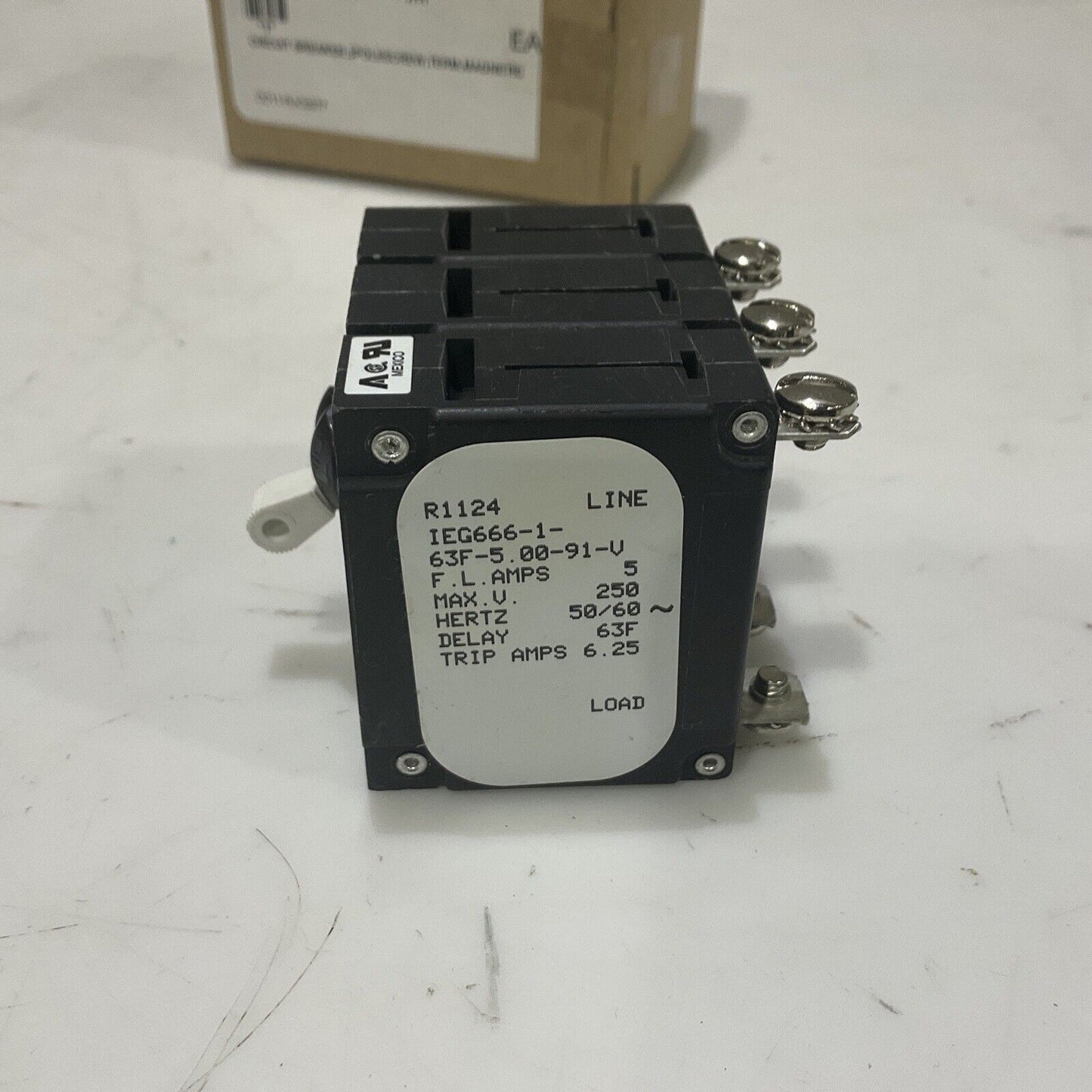 AIRPAX R1124 IEG666-1-63F-5.00-91-V CIRCUIT BREAKER 3P TERM MAGNETIC U3S