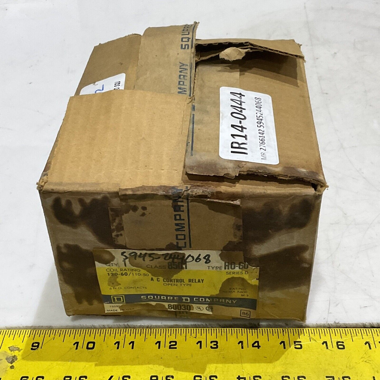 SQUARE D H0-60 AC CONTROL RELAY CLASS 8501 SERIES D 120-60/ 120-50 COIL 373