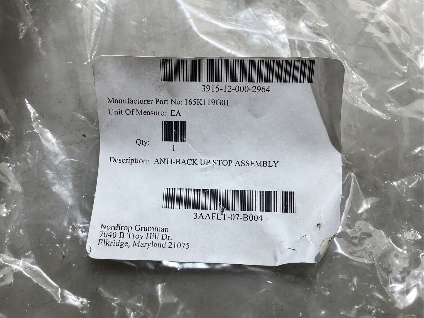 97942 165K121G01 ANTI BACK STOP ASSEMBLY U3S