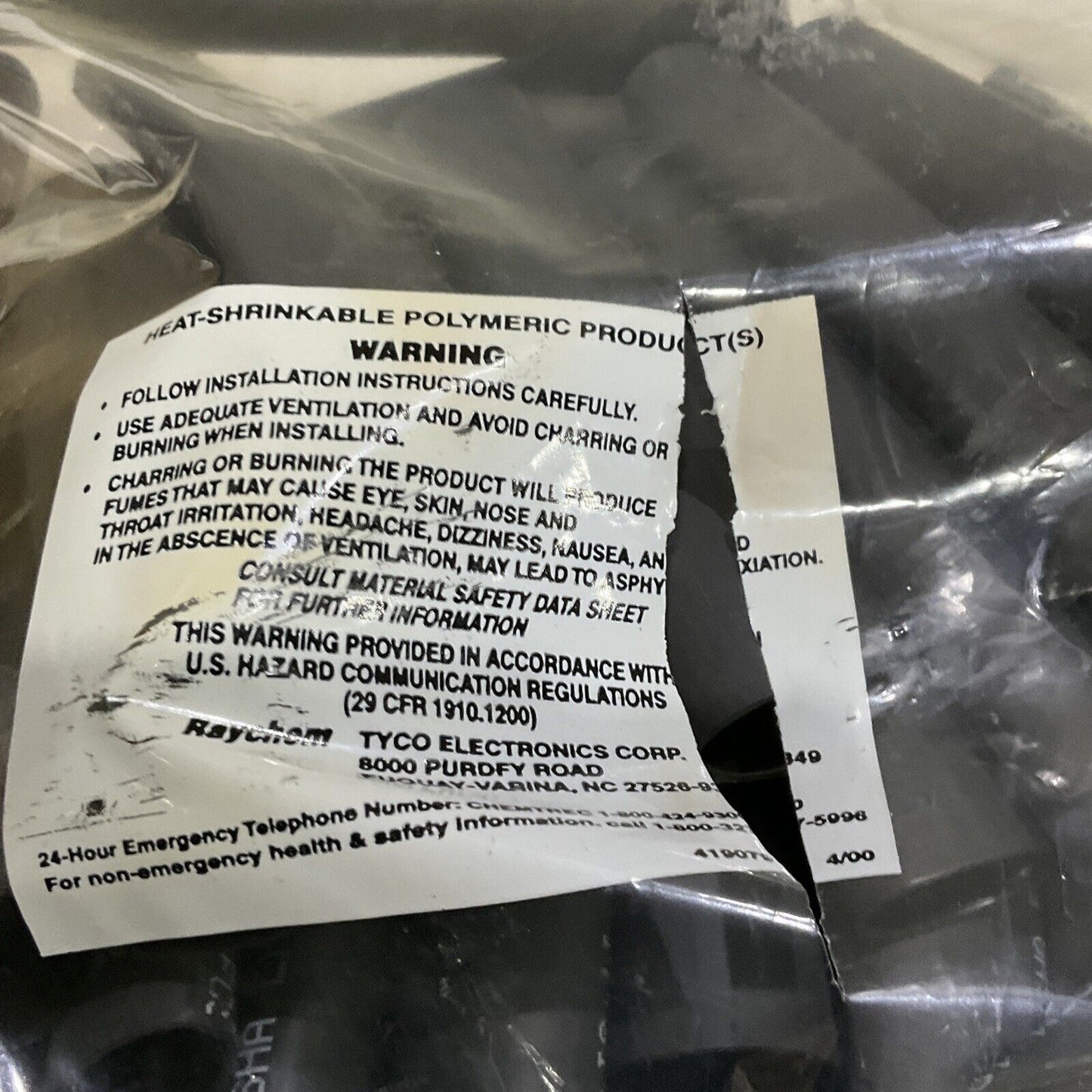 RAYCHEM FCSM 19/6-150-S HEAT SHRINK TUBING FLAME RETARDED 6IN 600 /1000V 373