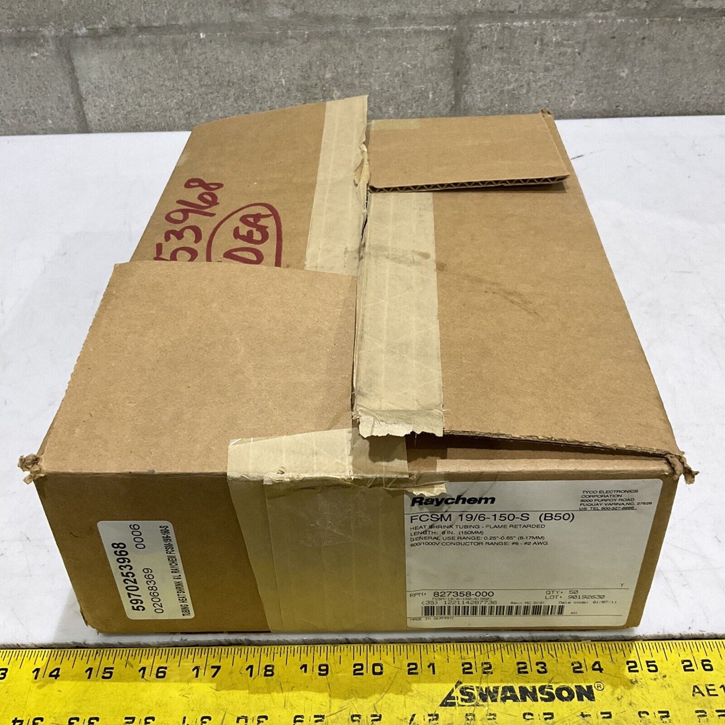 RAYCHEM FCSM 19/6-150-S HEAT SHRINK TUBING FLAME RETARDED 6IN 600 /1000V 373