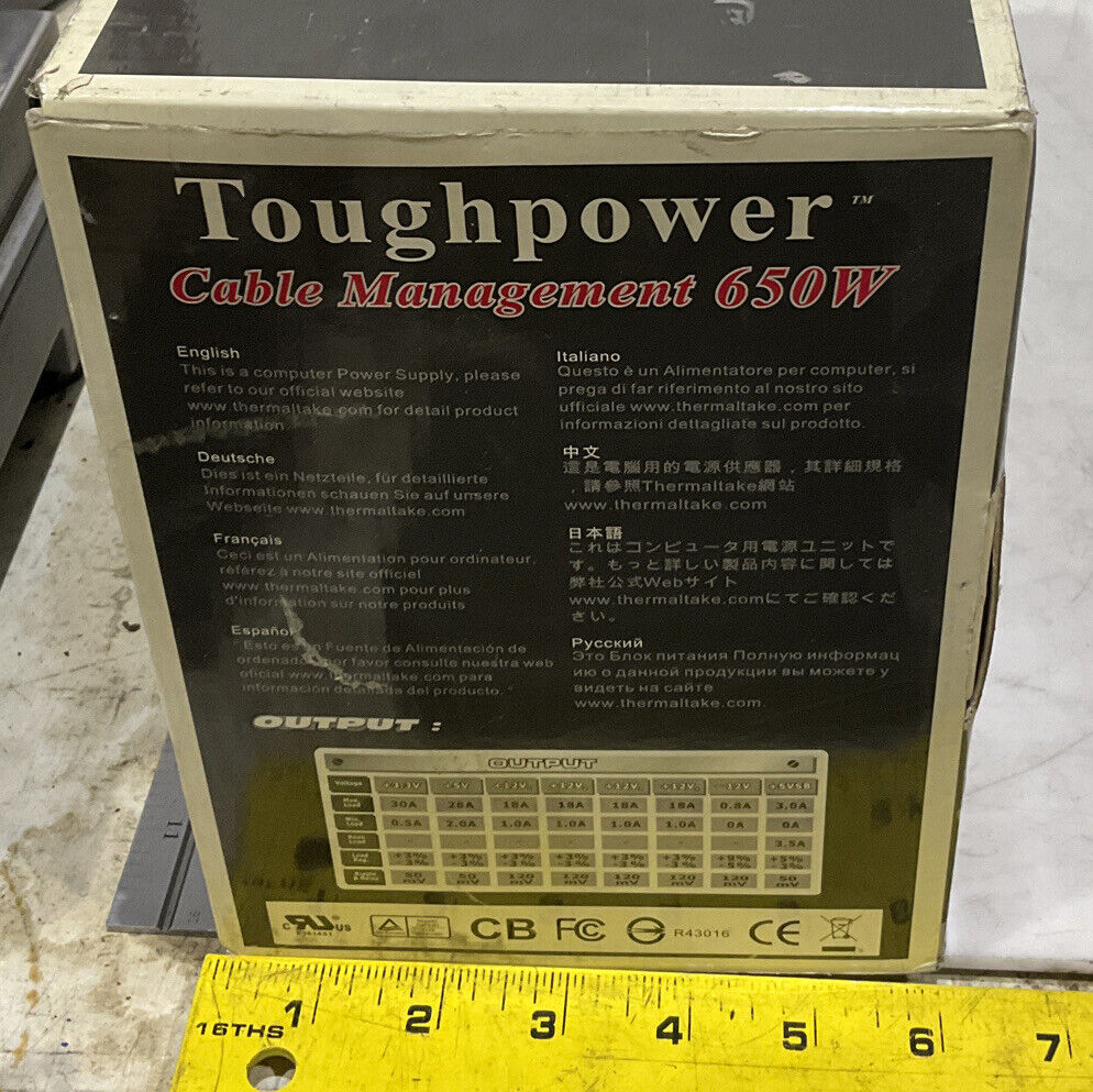 TOUGHPOWER 650W W0128RU CABLE MANAGEMENT POWER SUPPLY U3S