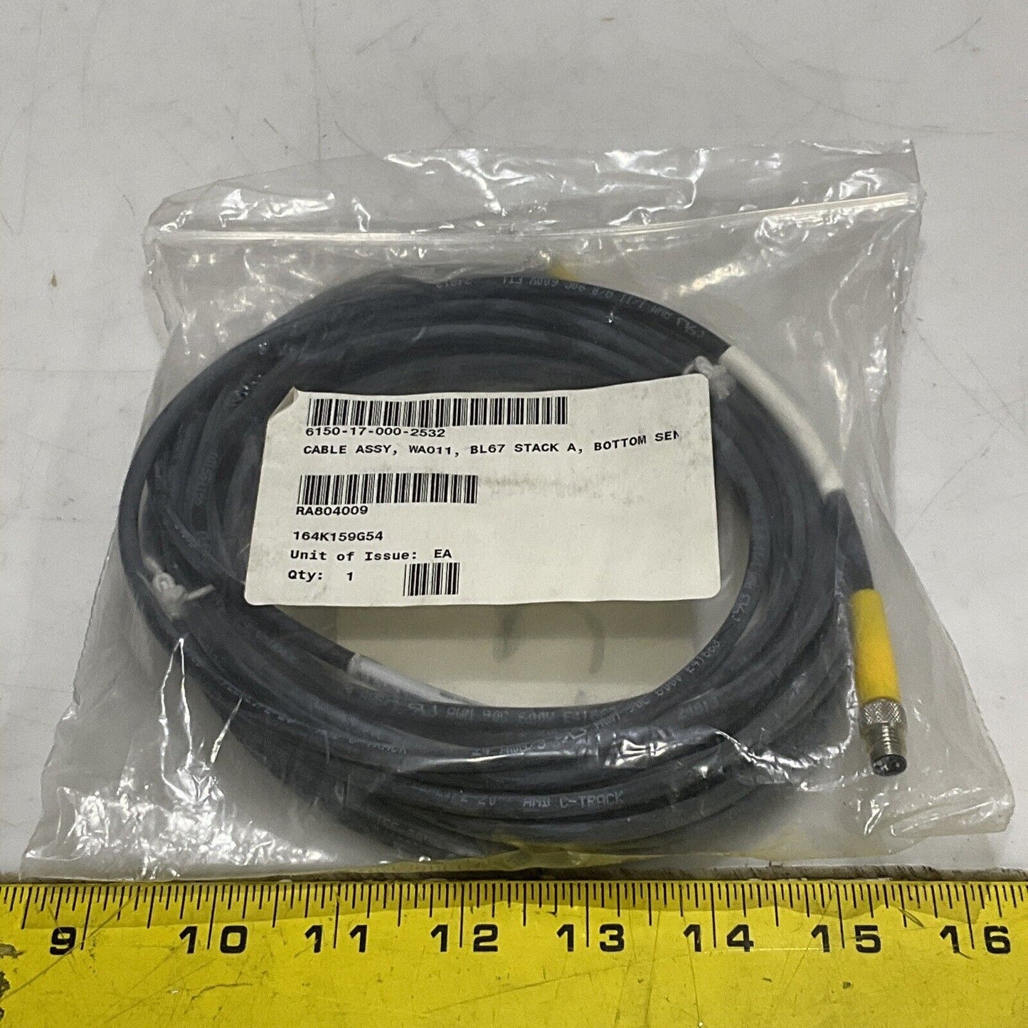 TURCK U-68172 CABLE ASSEMBLY W011 BL67 STACK A BOTTOM U3S