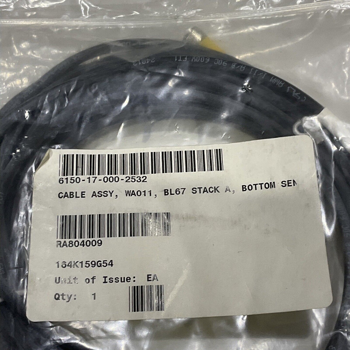 TURCK U-68172 CABLE ASSEMBLY W011 BL67 STACK A BOTTOM U3S