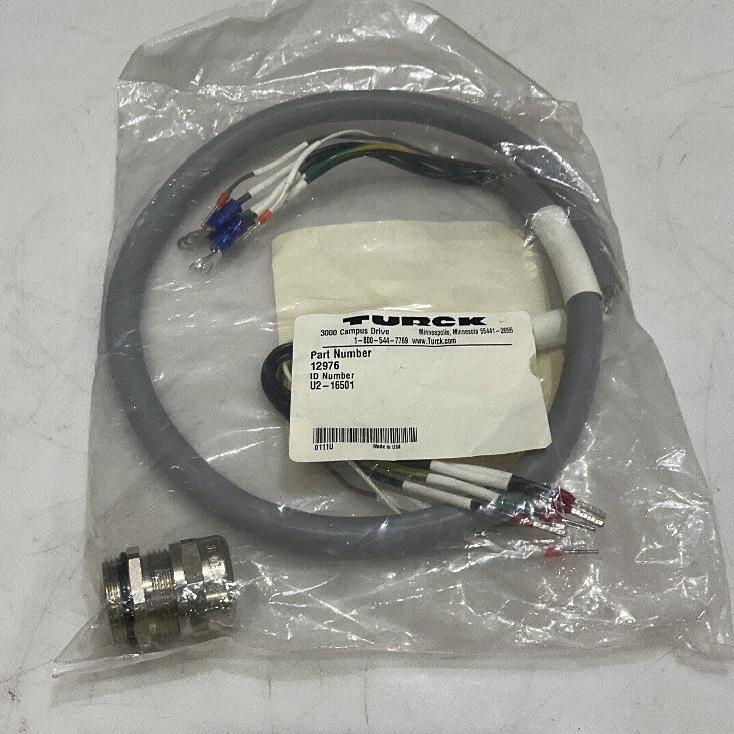 TURCK 12976 U2-16501 CABLE ASSEMBLY W4102 VRL-F PANEL U450 VRL-F B450 U3S