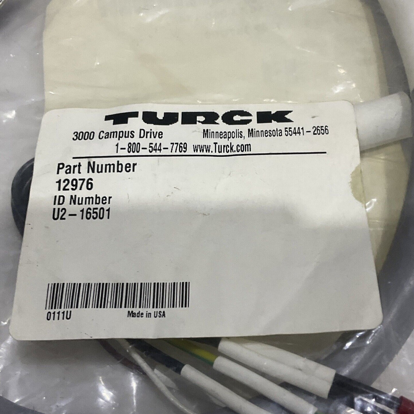 TURCK 12976 U2-16501 CABLE ASSEMBLY W4102 VRL-F PANEL U450 VRL-F B450 U3S