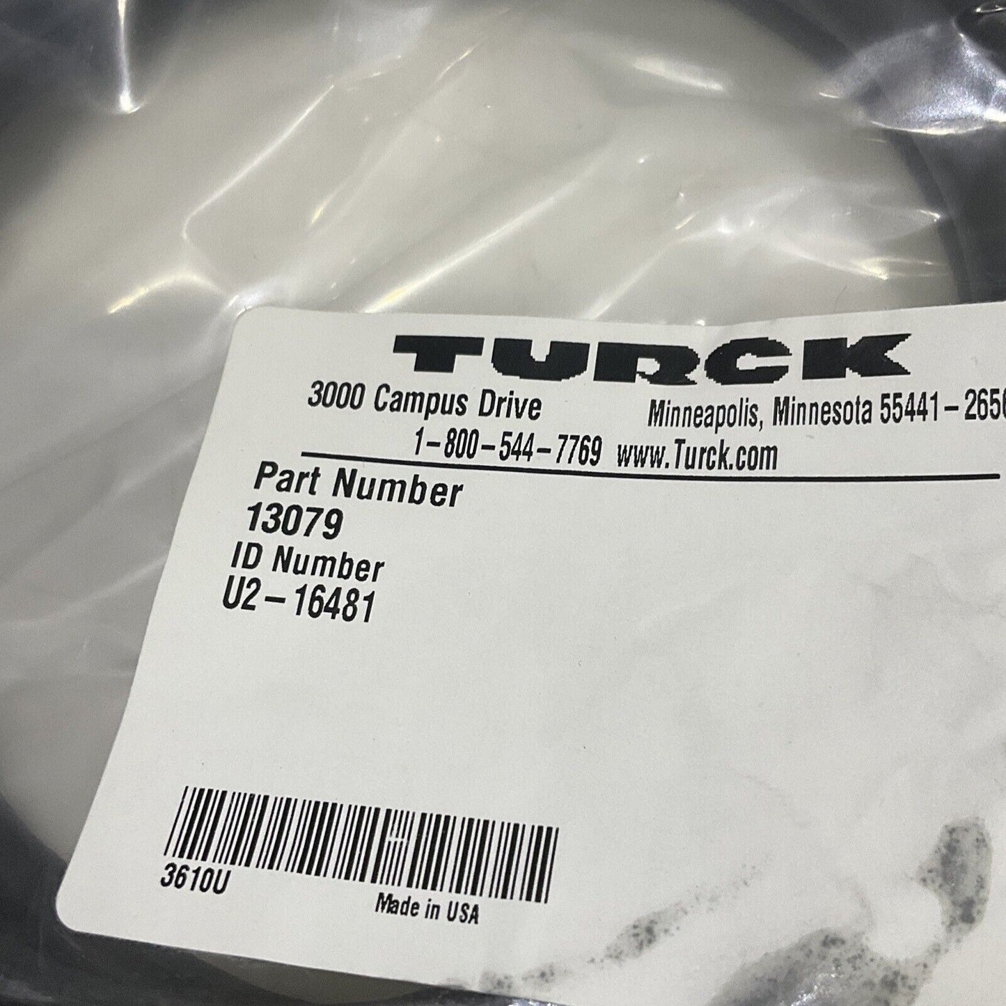 TURCK U2-16481 13079 CABLE ASSEMBLY MAKER MP U213 X7 W4006 U3S