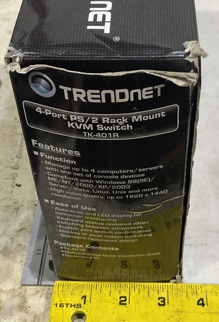 TRENDNET TK-401R 4 PORT PS/2 RACK MOUNT KMV SWITCH U3S