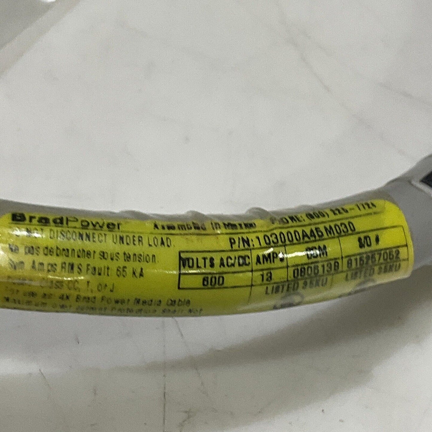 BRADPOWER 103000A45M030 CABLE ASSEMBLY W3727 W3762 179K981G01-P1 U3S