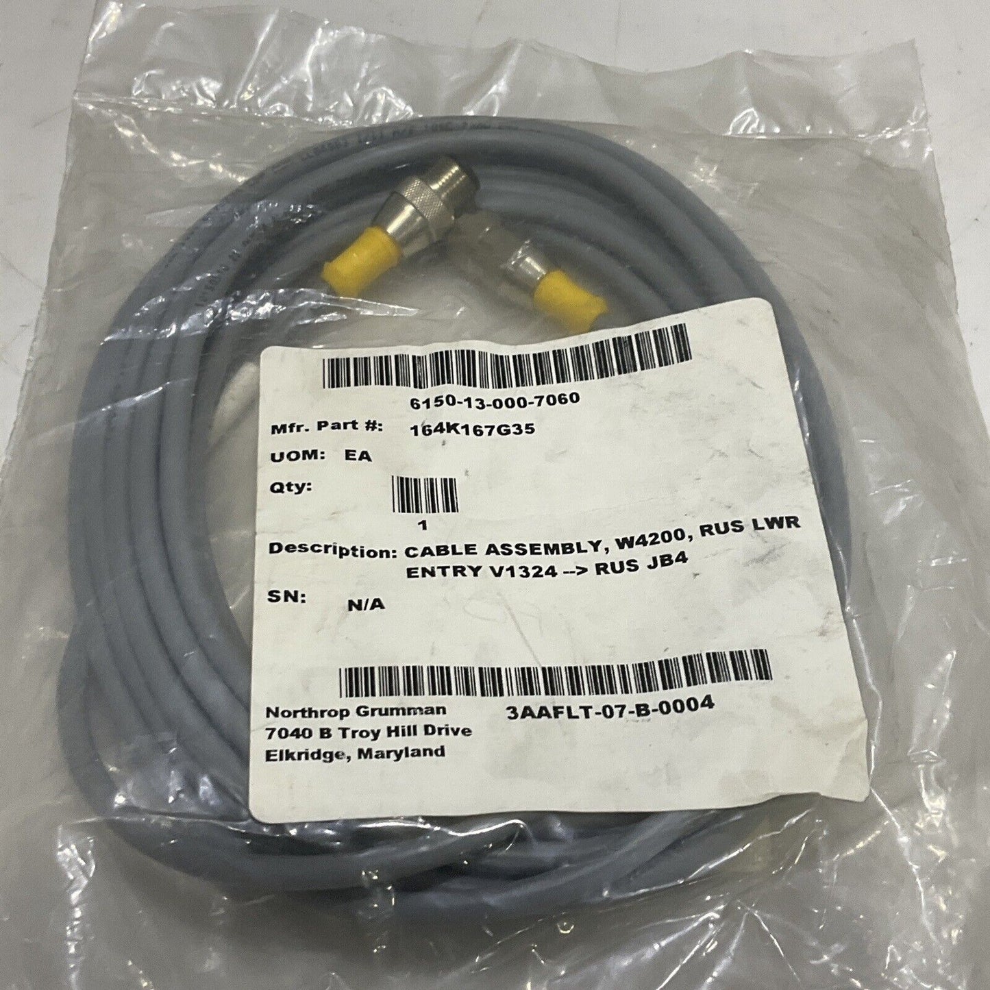 TURCK U-49495 164K167G35 CABLE ASSEMBLY W4200 RUS LWR ENTRY V1324 RUS JB4 U3S