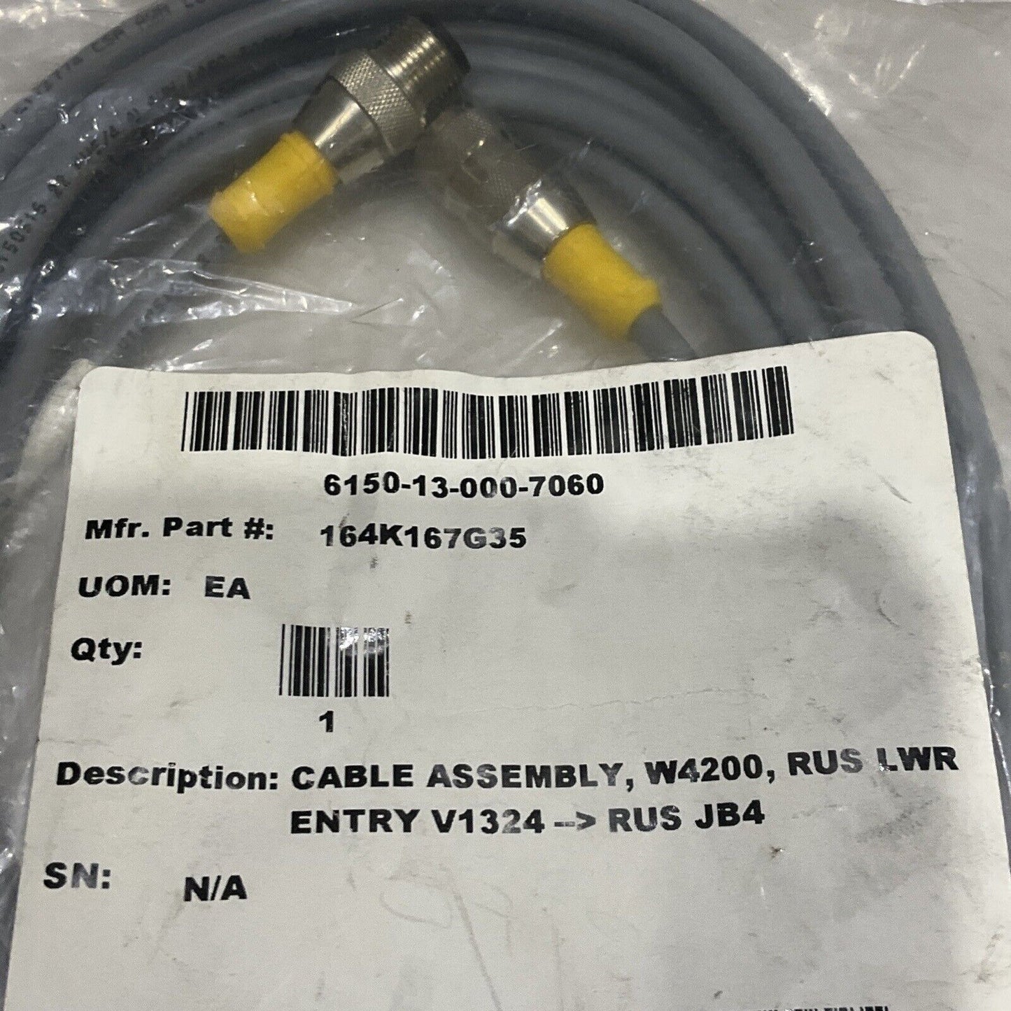 TURCK U-49495 164K167G35 CABLE ASSEMBLY W4200 RUS LWR ENTRY V1324 RUS JB4 U3S