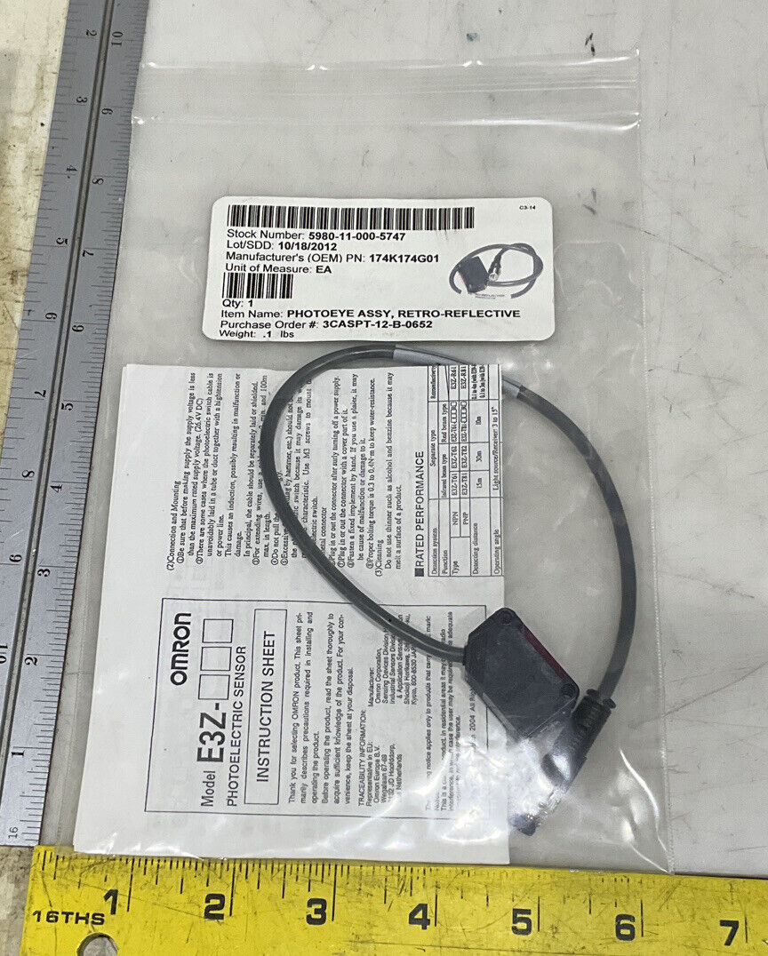 OMRON E3Z-R81-J0 SRW-P2 RETRO-REFLECTIVE PHOTOEYE SENSOR ASSEMBLY U3S