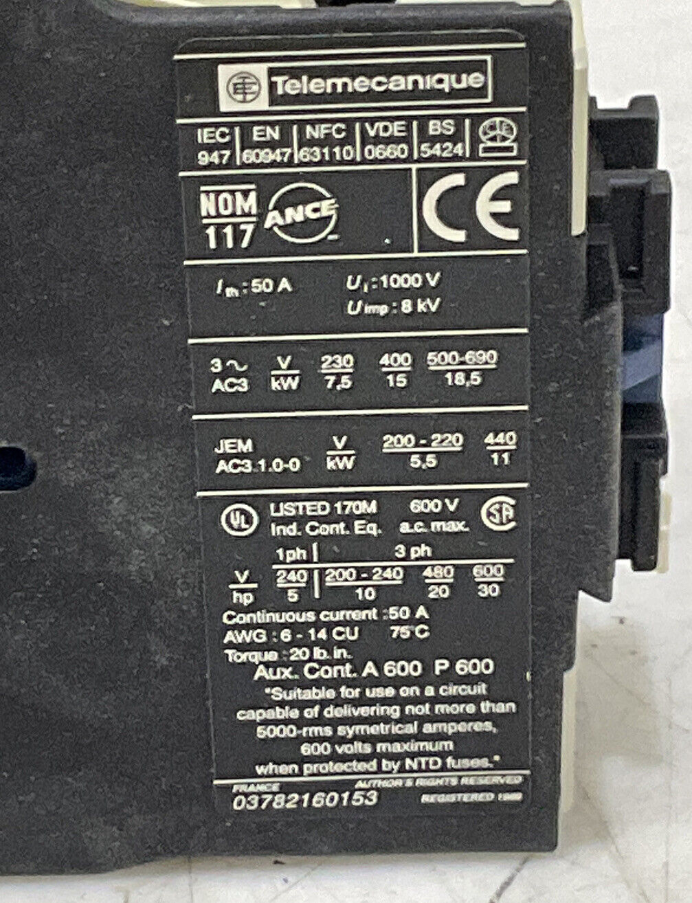 TELEMECANIQUE LP1 D3210BD 3P CONTACTOR 24VDC 32A U3S
