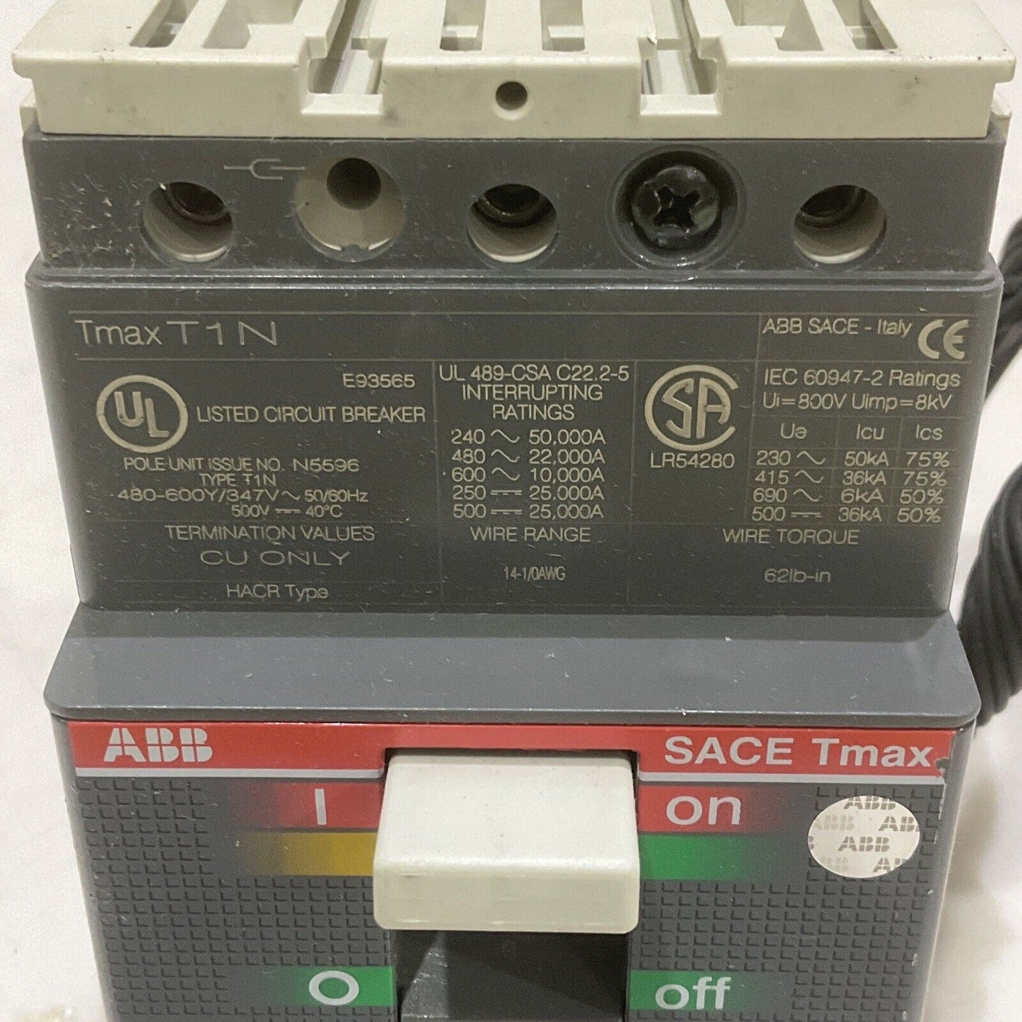 ABB SACE T1N SACE TMAX T1N CIRCUIT BREAKER 40A 3POLE U3S