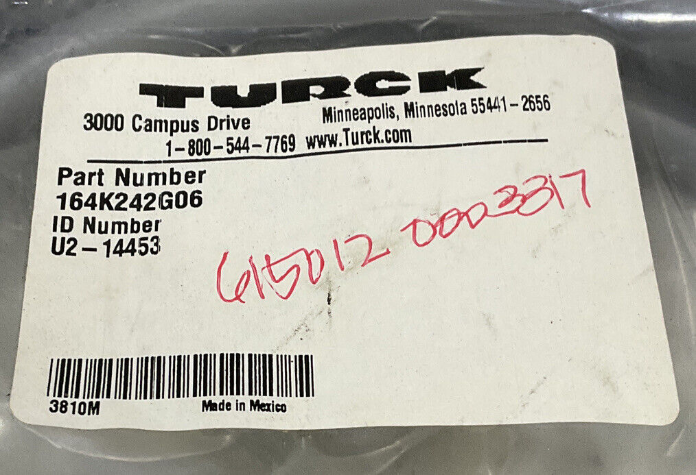 TURCK 164K242G06 U2-14453 CABLE ASSEMBLY U3S