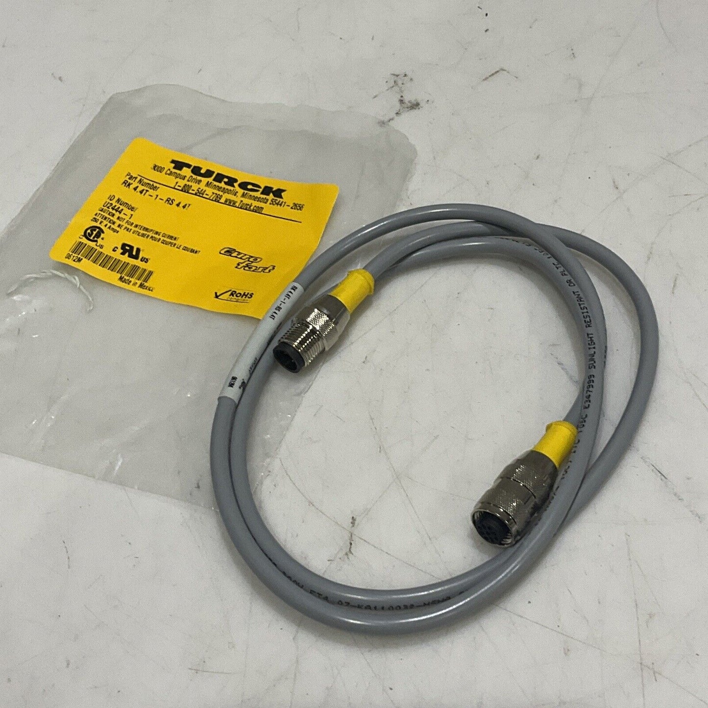 TURCK RK 4.4T-1-RS 4.4T U2444-1 ACTUATOR AND SENSOR CABLE LOT OF 5 U3S