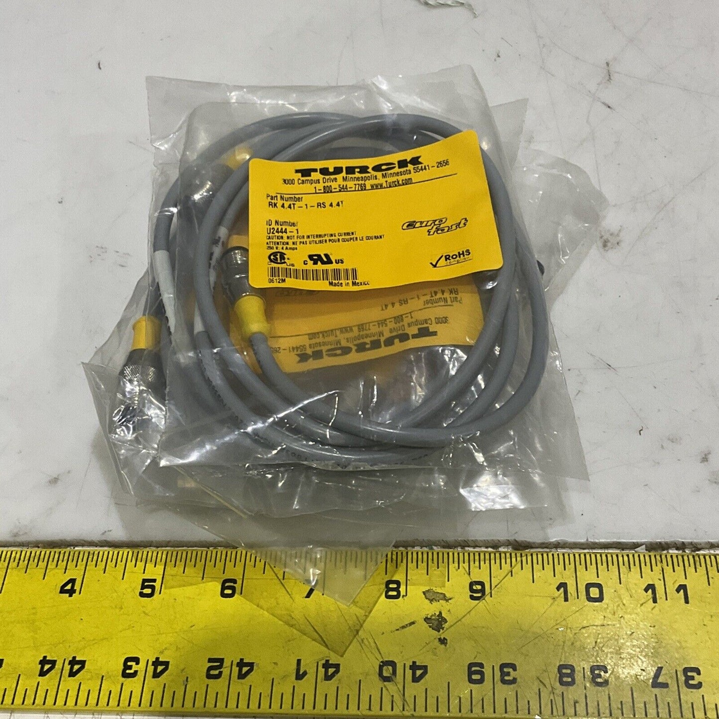 TURCK RK 4.4T-1-RS 4.4T U2444-1 ACTUATOR AND SENSOR CABLE LOT OF 5 U3S