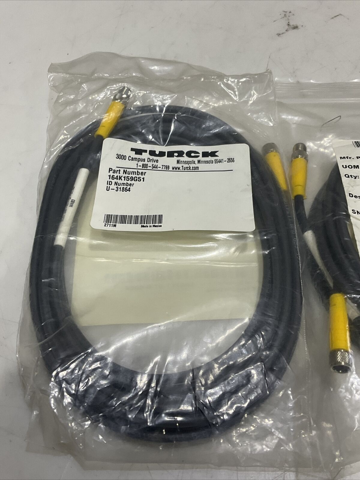 TURCK U-31864 BL67 GW-41-DI-013 CABLE ASSEMBLY W483 LOT OF 2 U3S