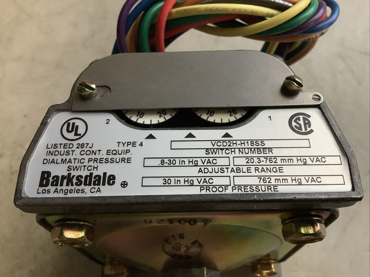 BARKSDALE VCD2H-H18SS DIAPHRAGM PRESSURE SWITCH 373