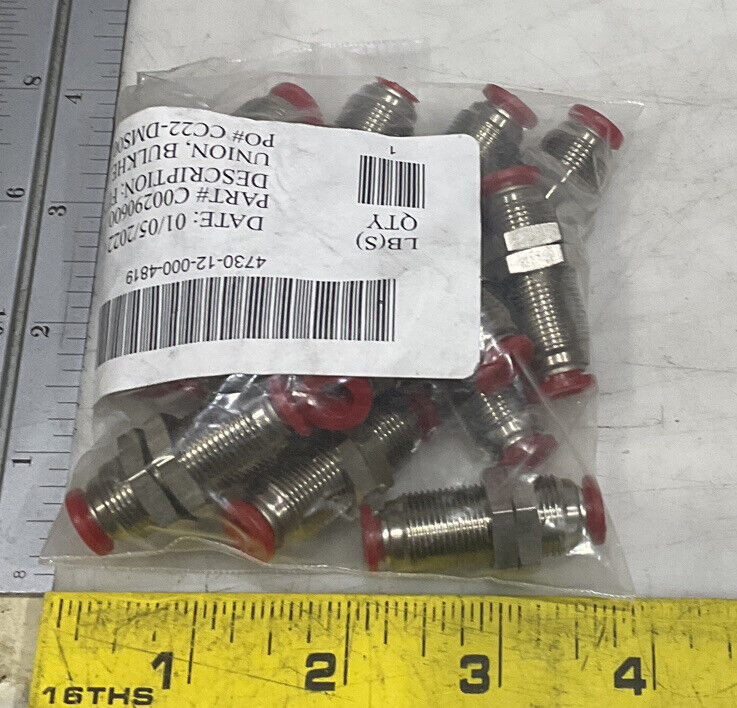 NORGREN C00290600 BULKHEAD UNION FITTING 6MM TUBE LOT OF 14 U3S