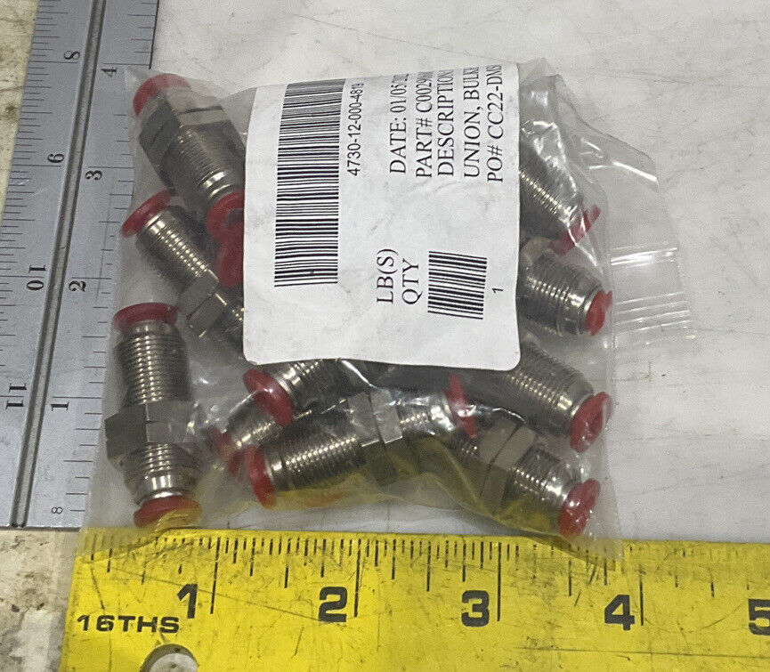 NORGREN C00290600 BULKHEAD UNION FITTING 6MM TUBE LOT OF 14 U3S