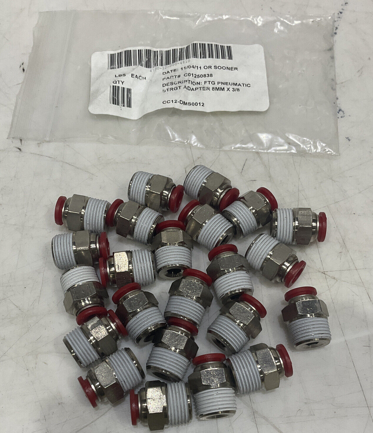 C01250838 COMPRESSED AIR FITTING 8MMX3/8 LOT OF 23 U3S