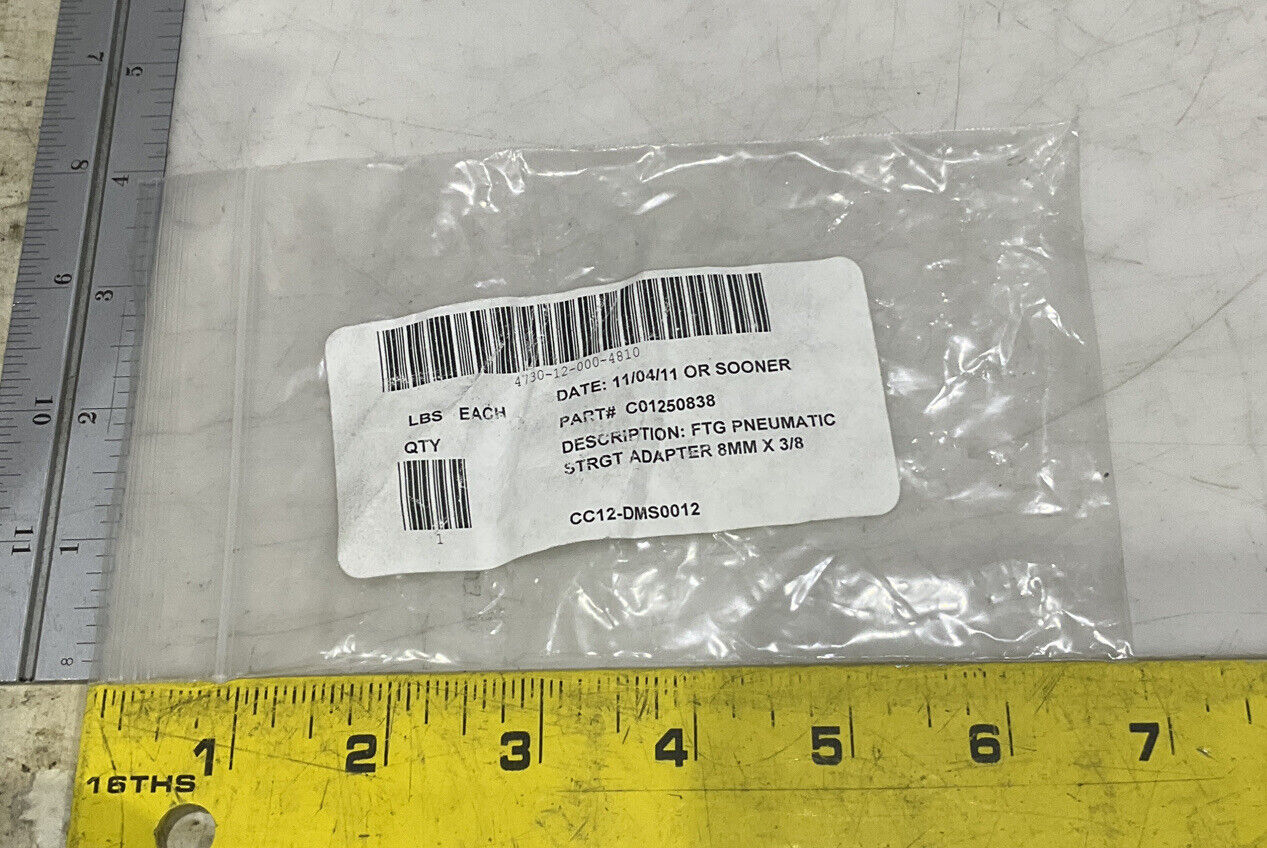 C01250838 COMPRESSED AIR FITTING 8MMX3/8 LOT OF 23 U3S