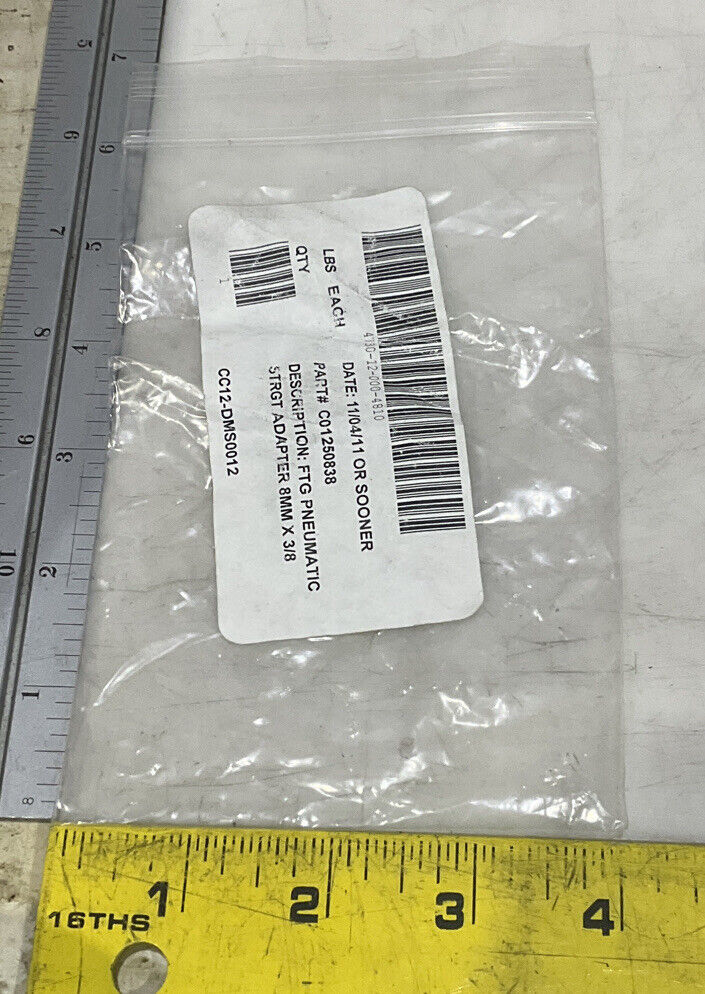 C01250838 COMPRESSED AIR FITTING 8MMX3/8 LOT OF 23 U3S