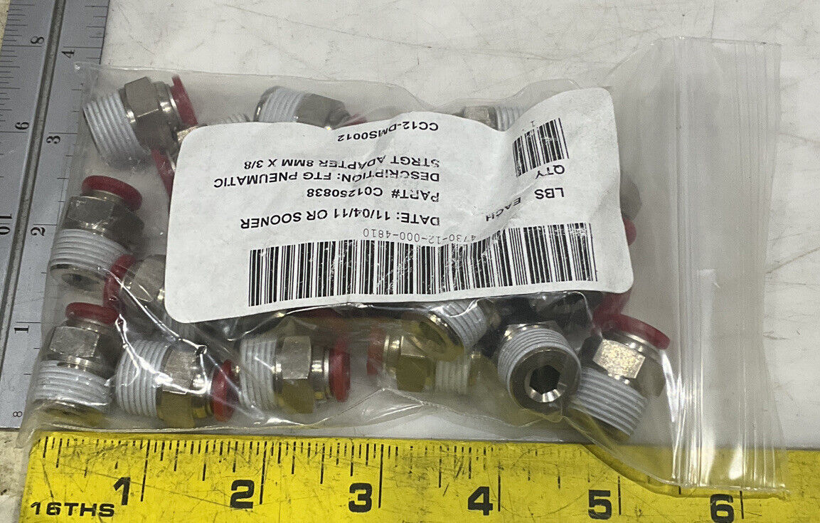 C01250838 COMPRESSED AIR FITTING 8MMX3/8 LOT OF 23 U3S