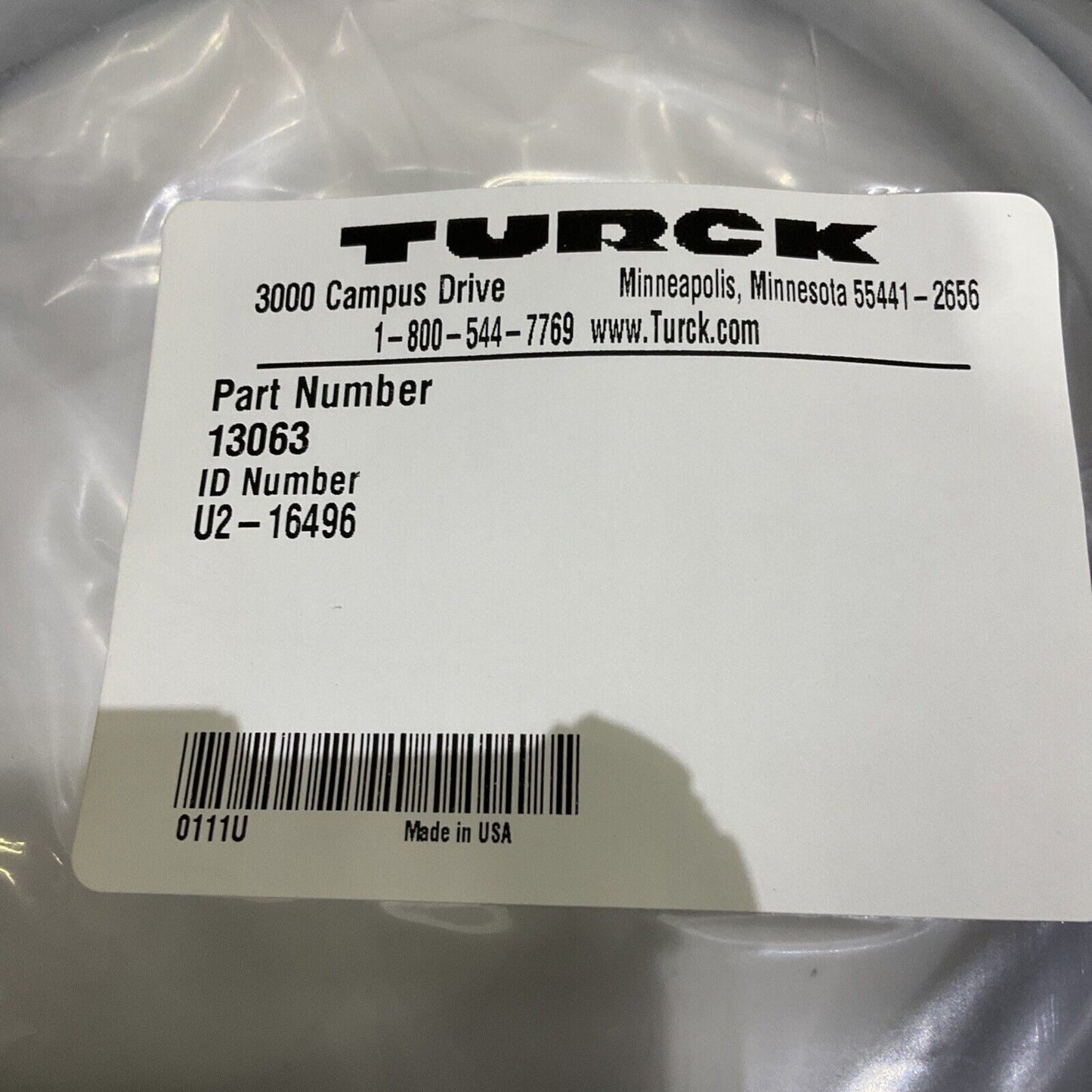 TURCK 13063 U2-16496 CABLE ASSEMBLY W4008 MAKER MPU213 U3S