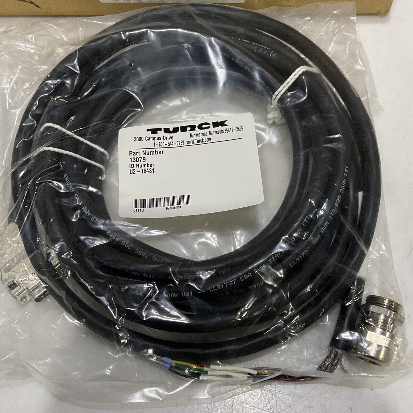 TURCK 13079 U2-16481 CABLE ASSEMBLY RESOLVER W4006 MAKER U3S