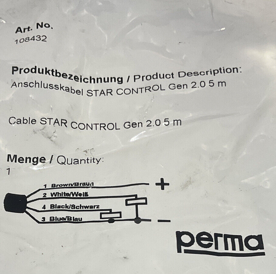 PERMA 108432 STAR CONTROL GEN 2.05 M CABLE U3S
