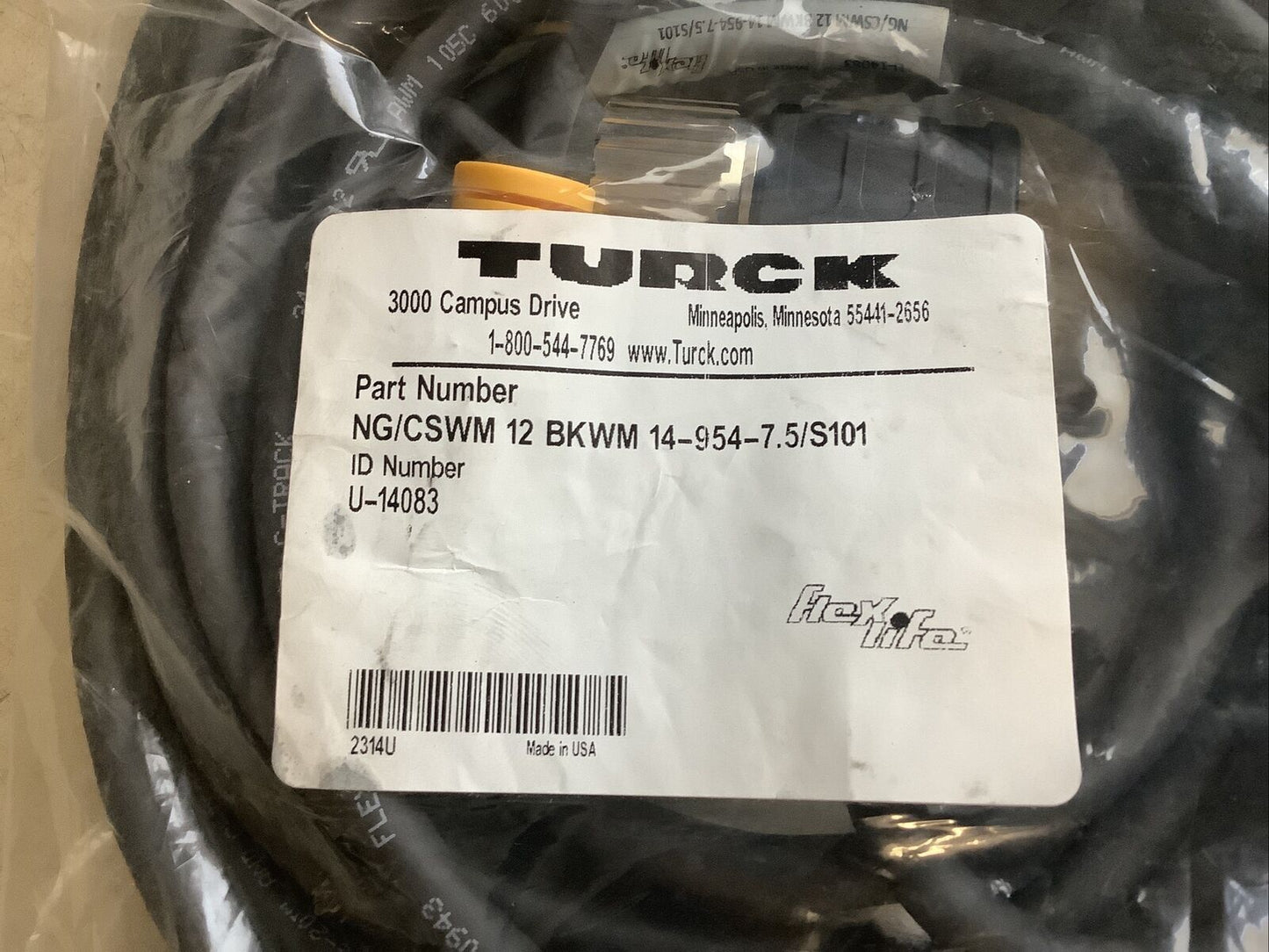 TURCK NG/CSWM 12 BKWM 14-954-7.5/S101 U-14083 CORDSET U3S