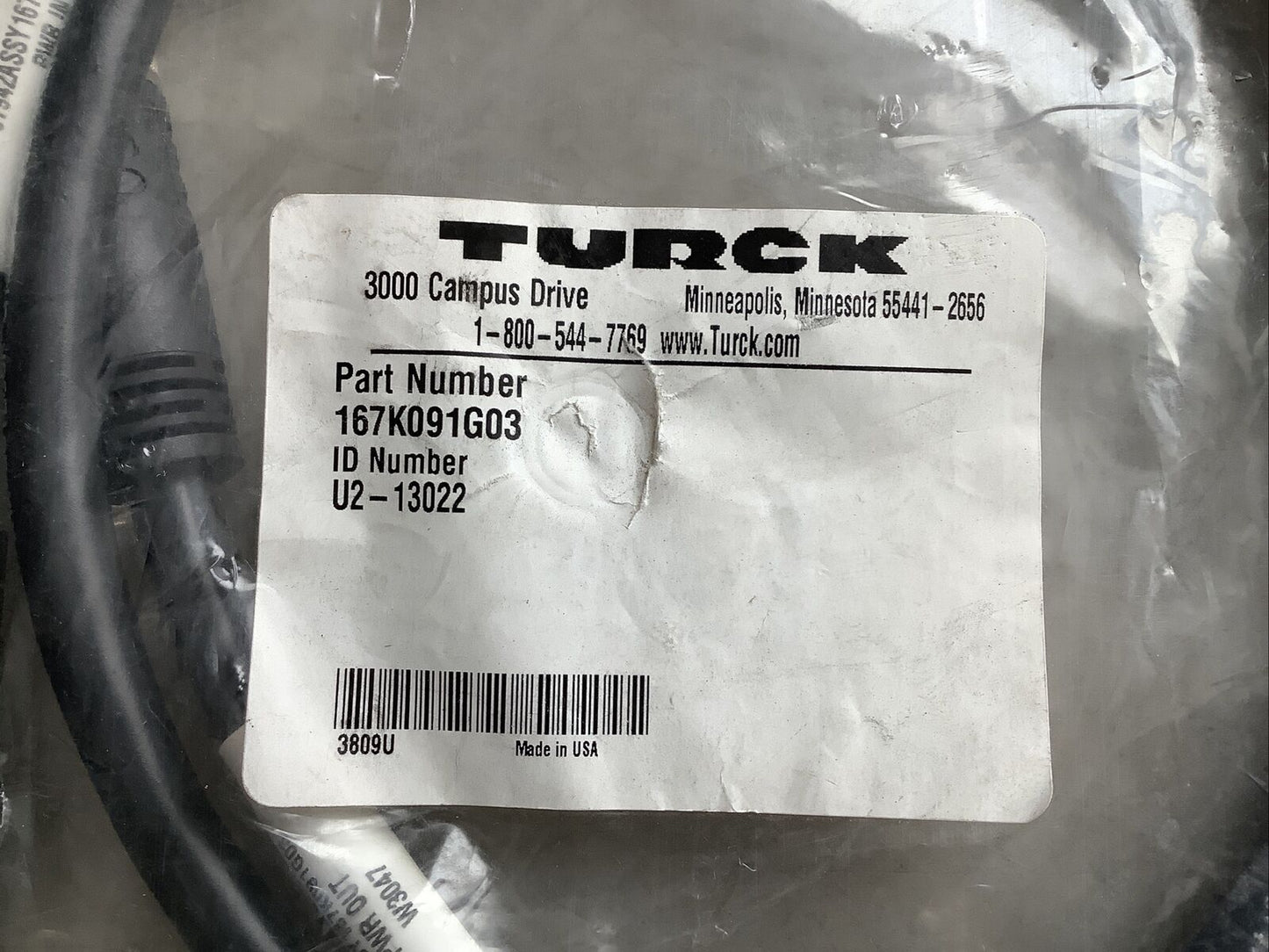 TURCK 167K091G03 U2-13022 CABLE ASSEMBLY U3S - LOT OF 2