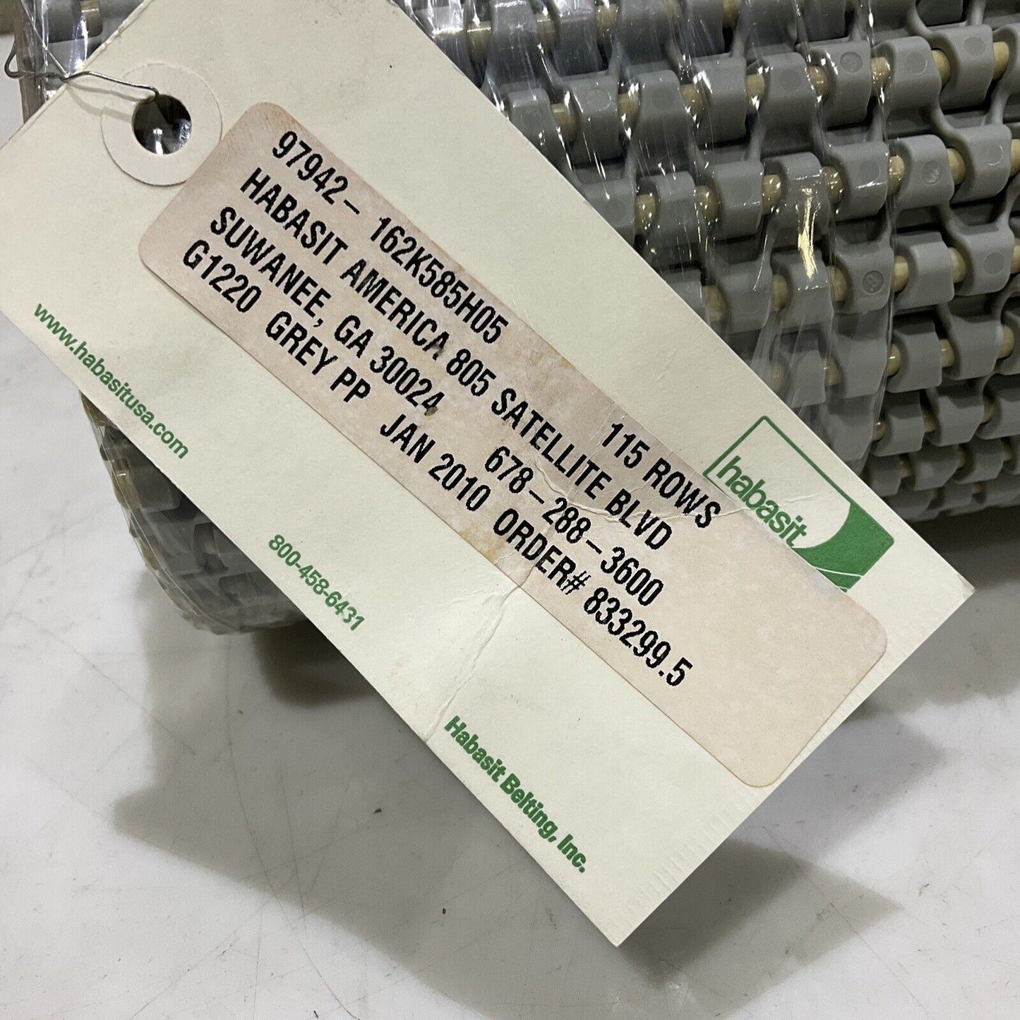 HABASIT AMERICA G1220 MODULAR BELTING 115 ROWS GRAY PP 18 IN X 58 IN U3S