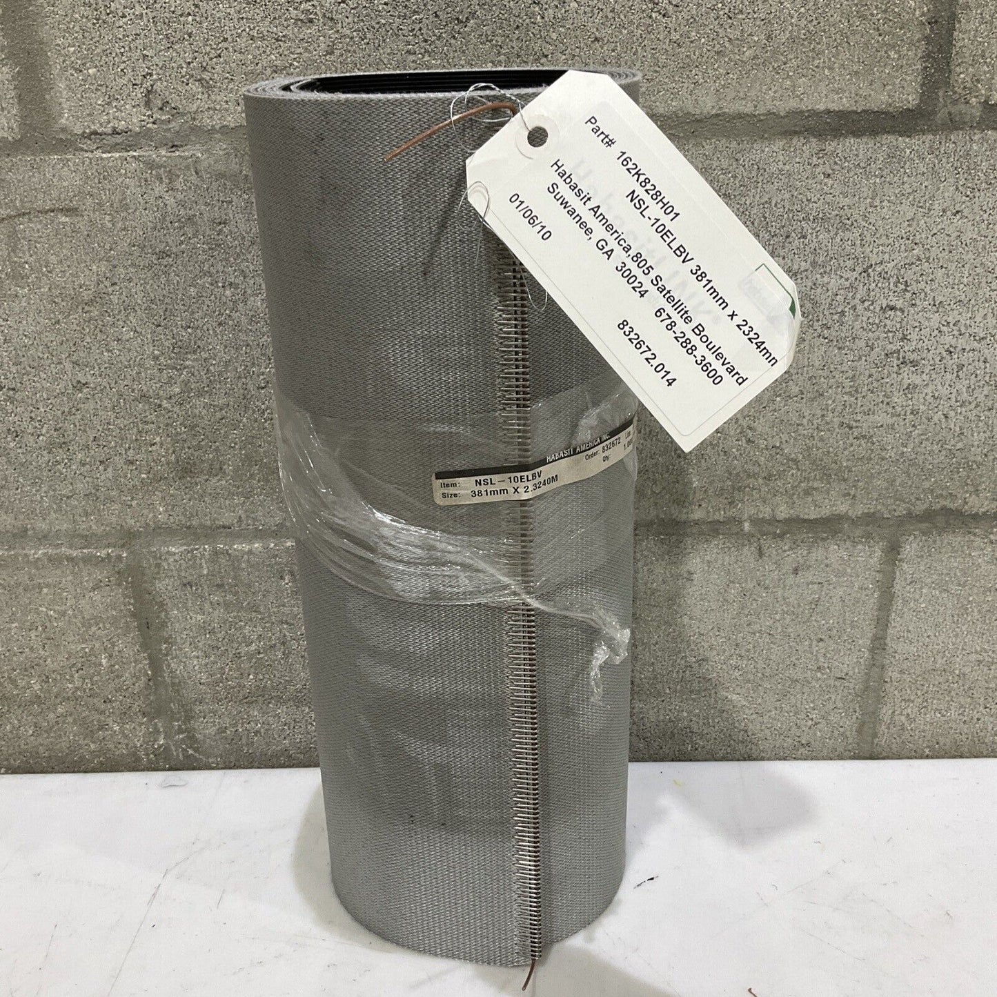 HABASIT AMERICA NSL-10ELBV TUB INDUCT BELT 15 IN X 91 IN U3S