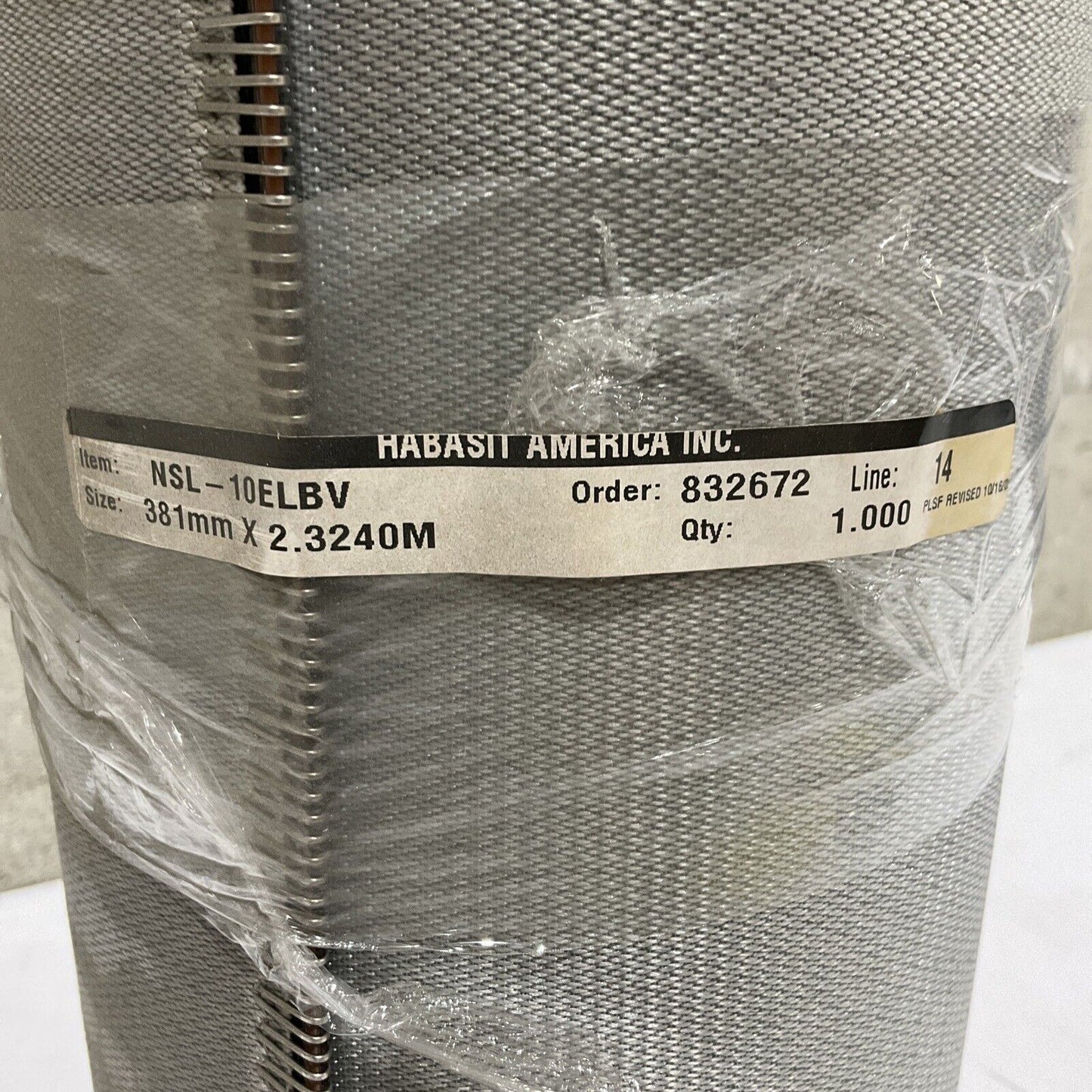 HABASIT AMERICA NSL-10ELBV TUB INDUCT BELT 15 IN X 91 IN U3S
