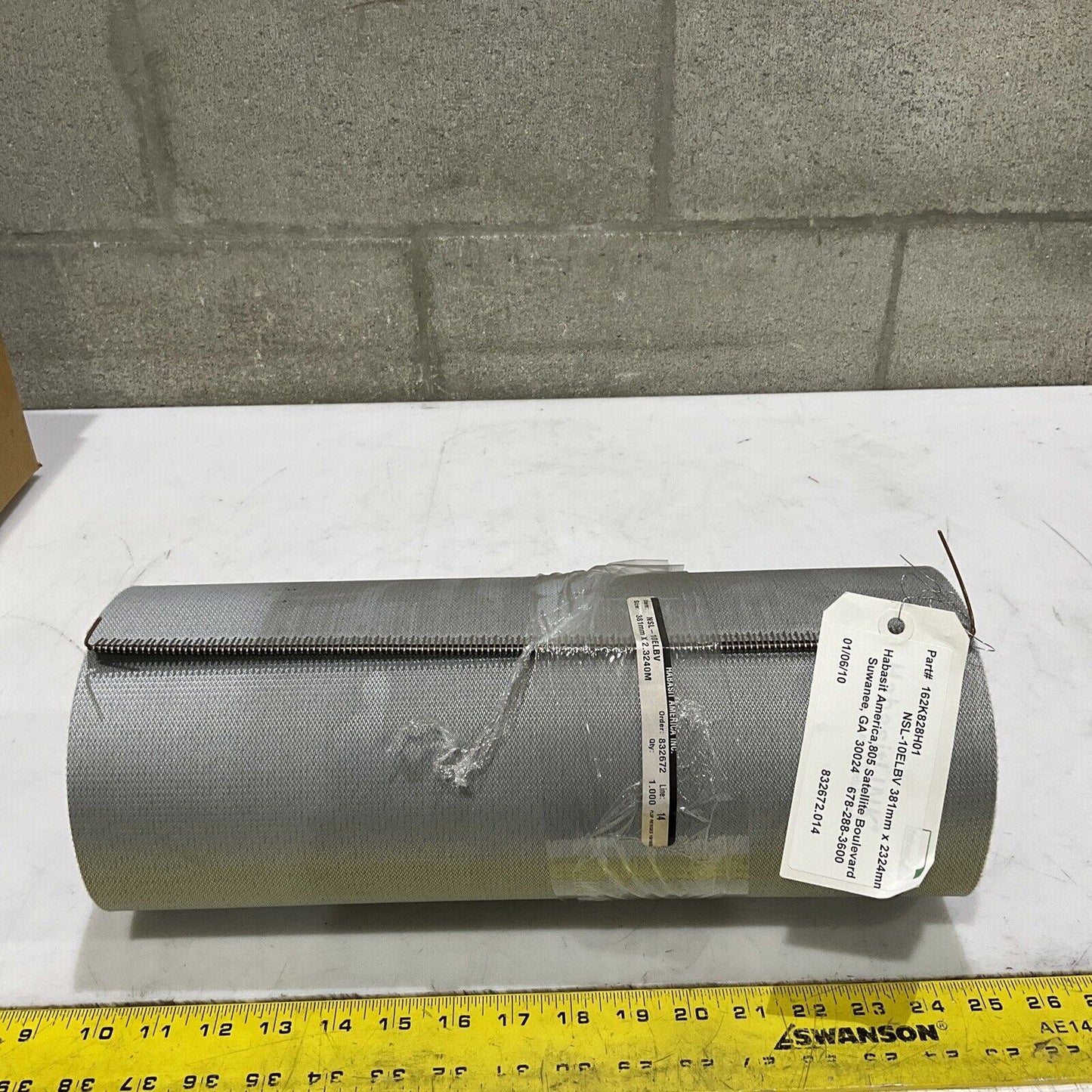 HABASIT AMERICA NSL-10ELBV TUB INDUCT BELT 15 IN X 91 IN U3S