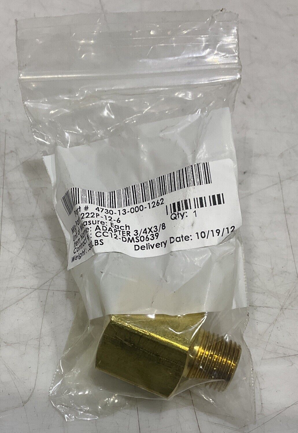 BRASS 222P-12-6 REDUCING ADAPTER LOT OF 45 U3S