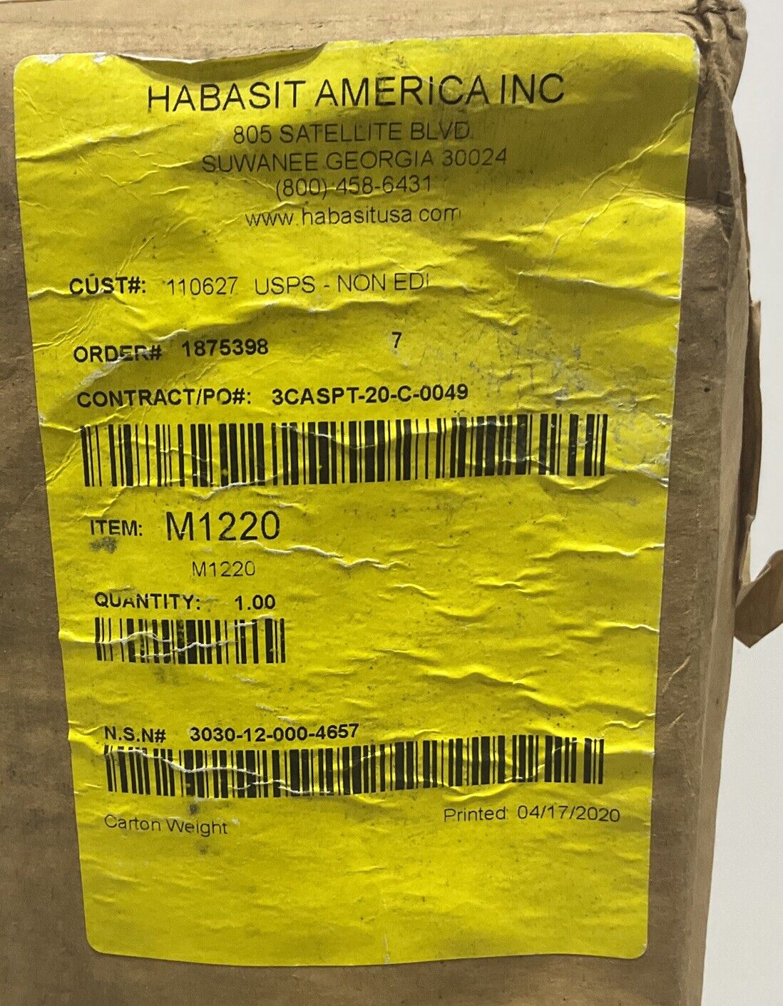 HABASIT AMERICA M1220 CONVEYOR BELT 20 IN BY 76 IN U3S