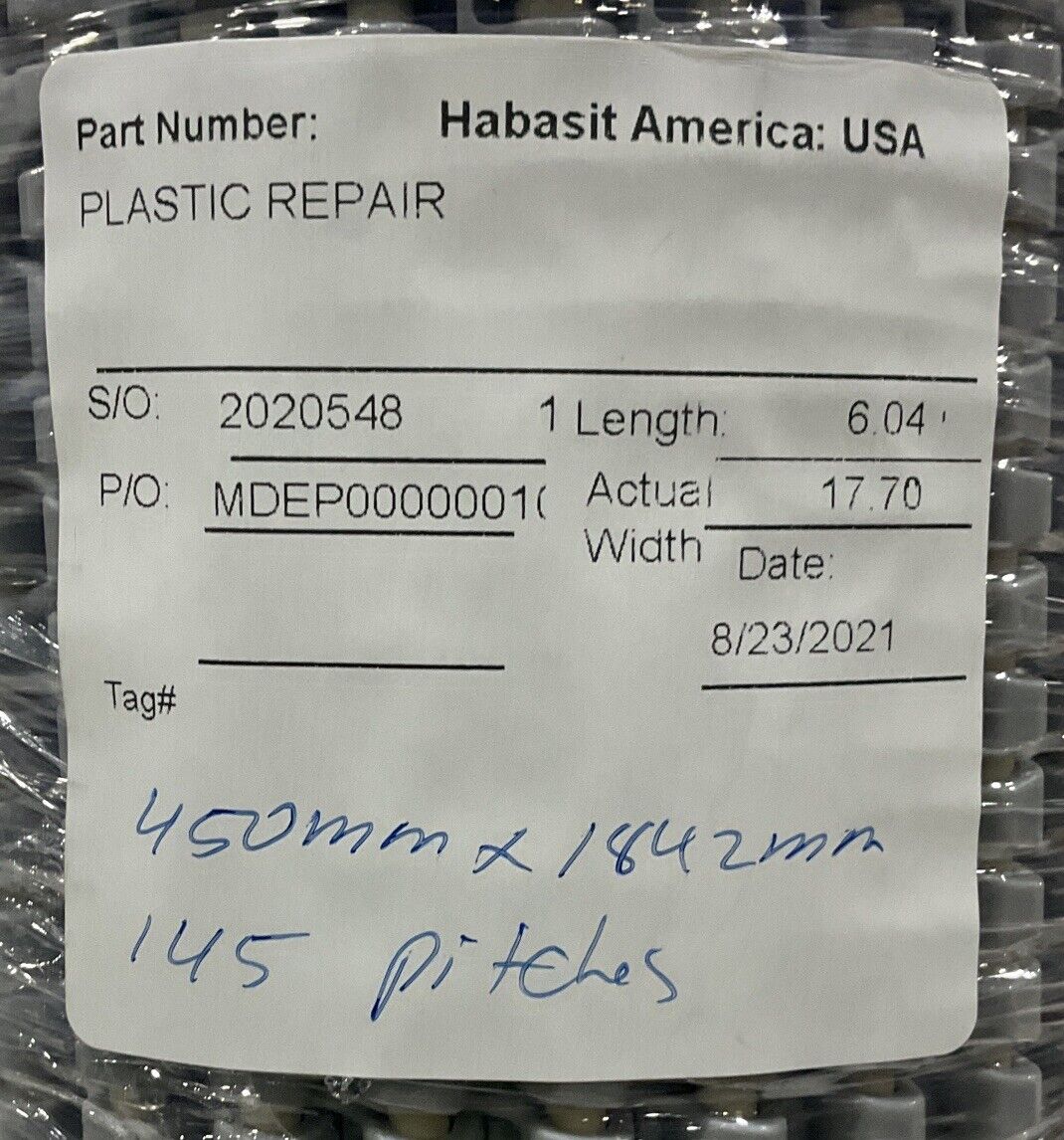 HABASIT MDEP CONVEYOR BELT 17 IN BY 72 IN U3S