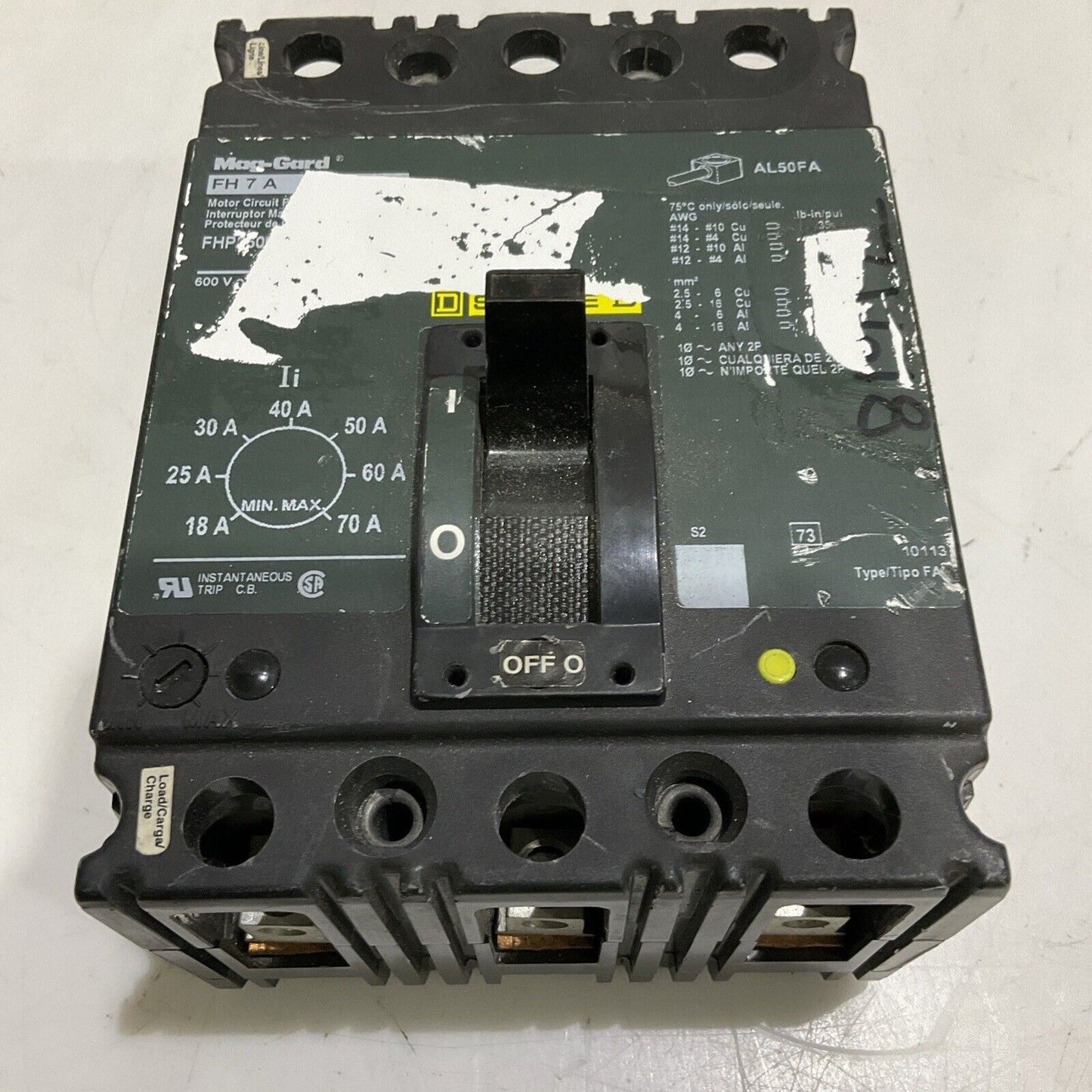 SQUARE D MAG-GARD FH 7 A CIRCUIT BREAKER 600V U4M