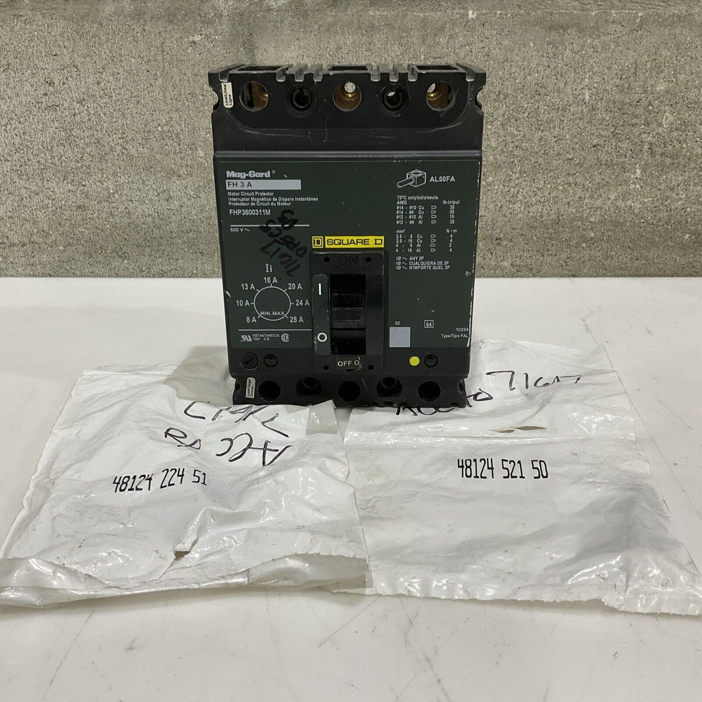 SQUARE D MAG-GARD FH 3 A FHP3600311M CIRCUIT BREAKER 600V U4M